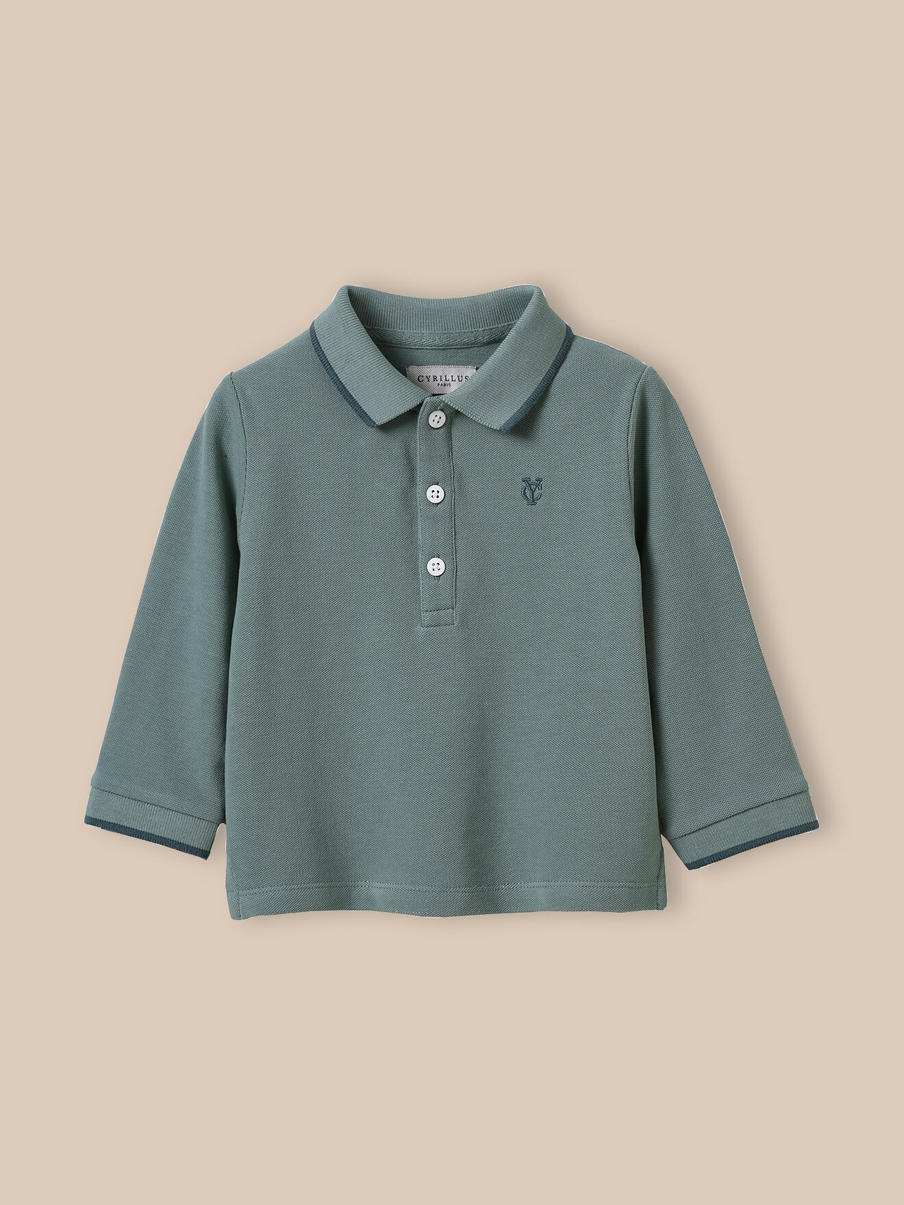 Organic cotton piqué knit polo shirt CYRILLUS Green