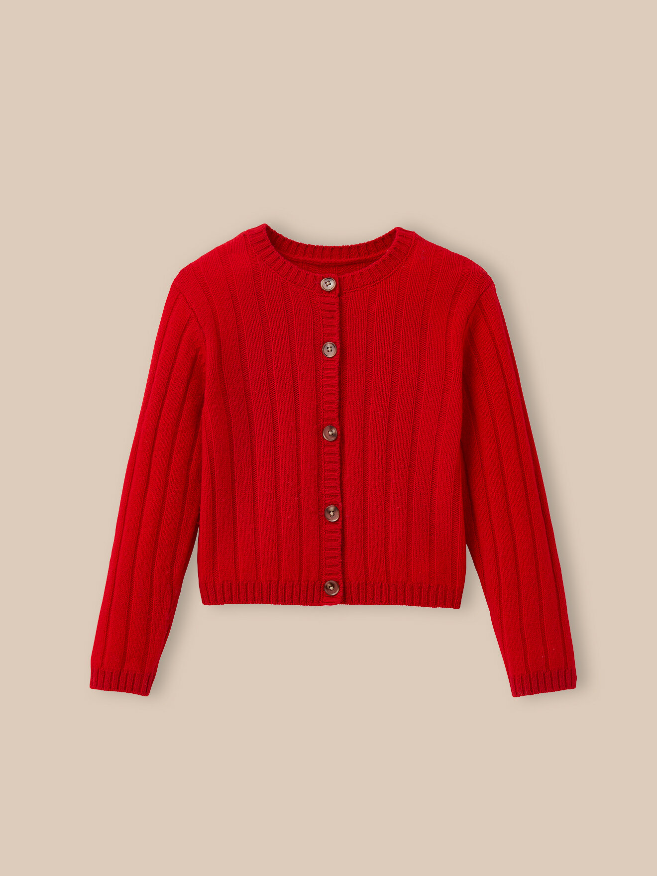 Merino wool ribbed cardigan CYRILLUS Red