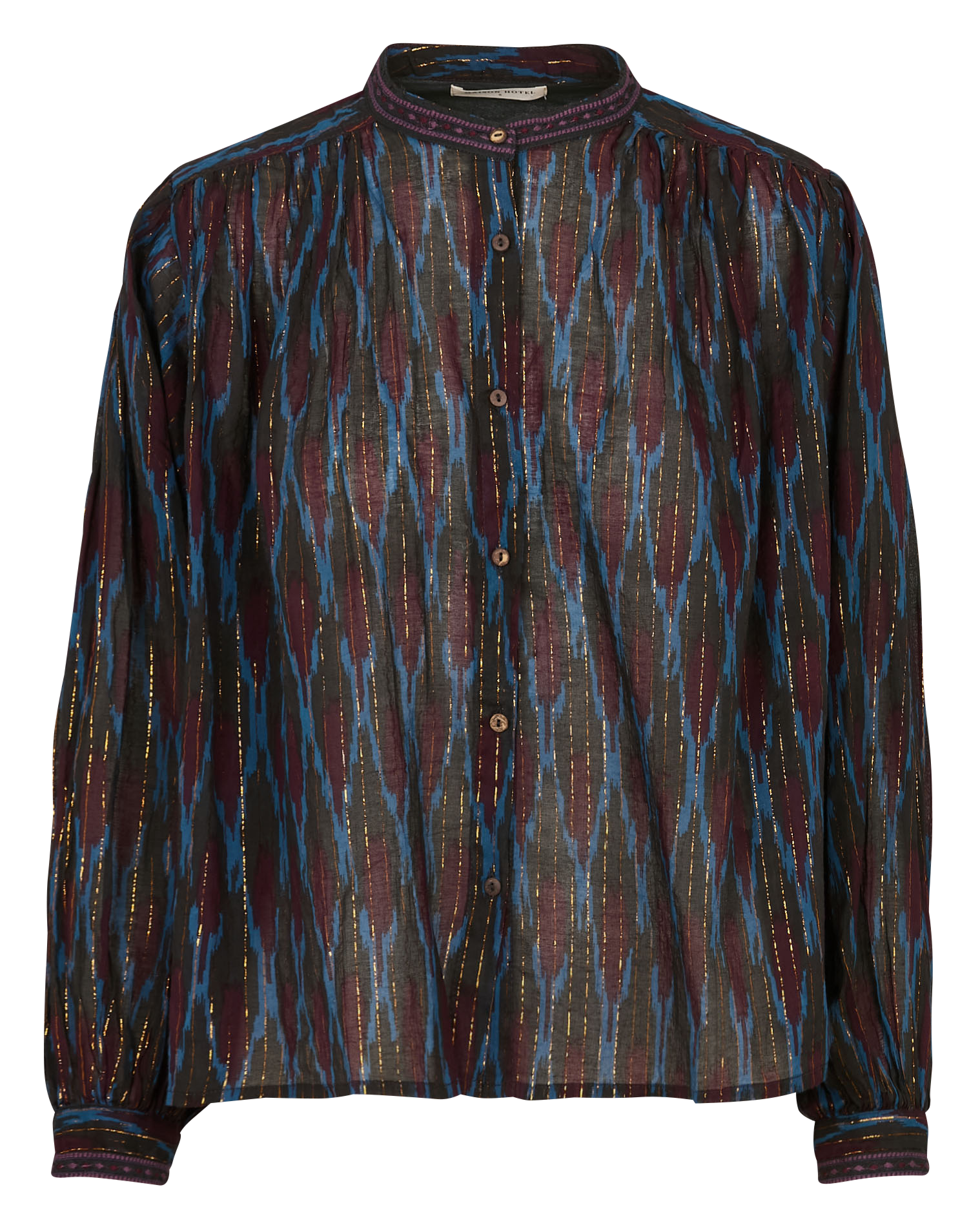 Round neck striped blouse in blended cotton MAISON HOTEL Blue