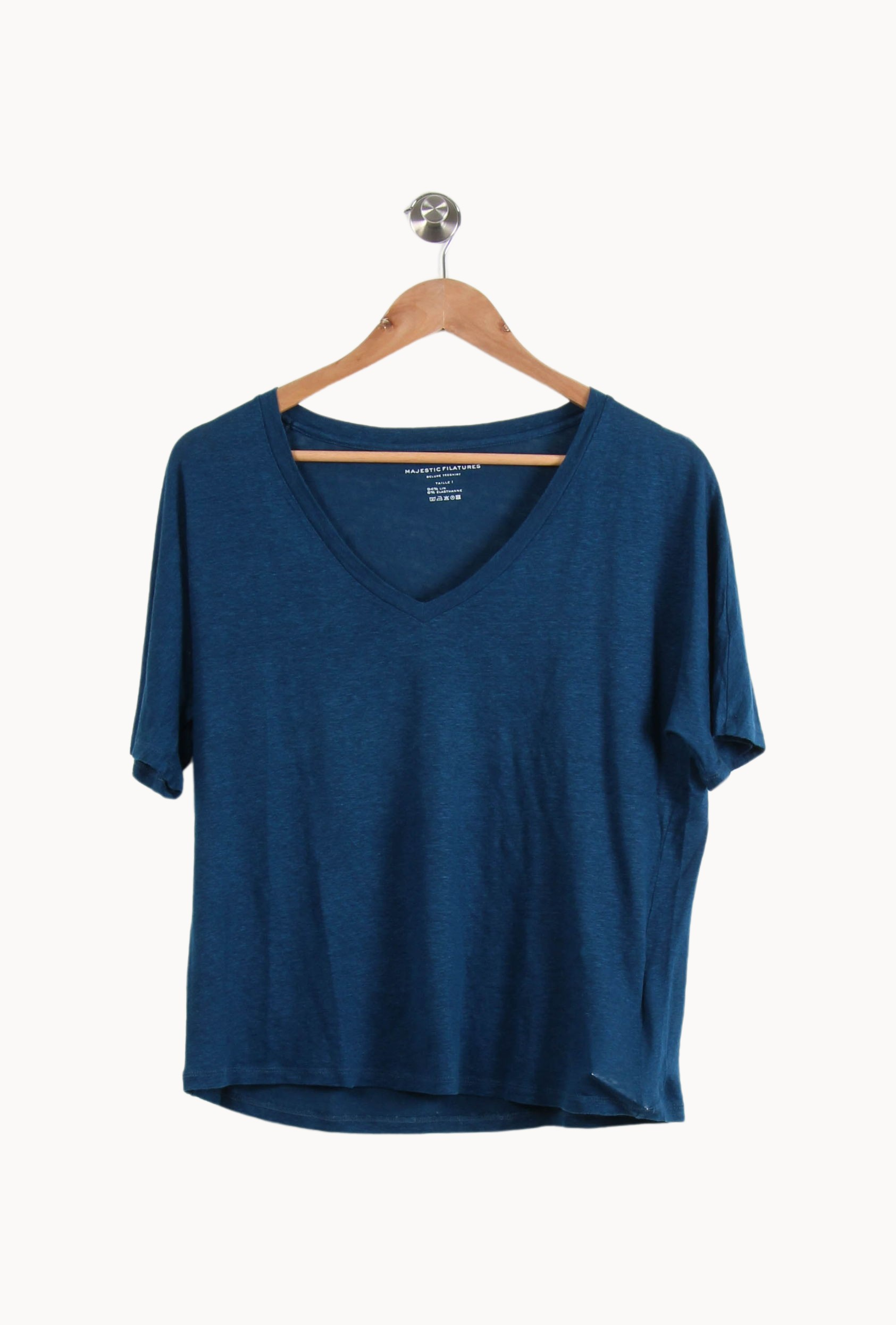 Tommy Badge T-shirt MAJESTIC FILATURES - SECONDE MAIN Blue