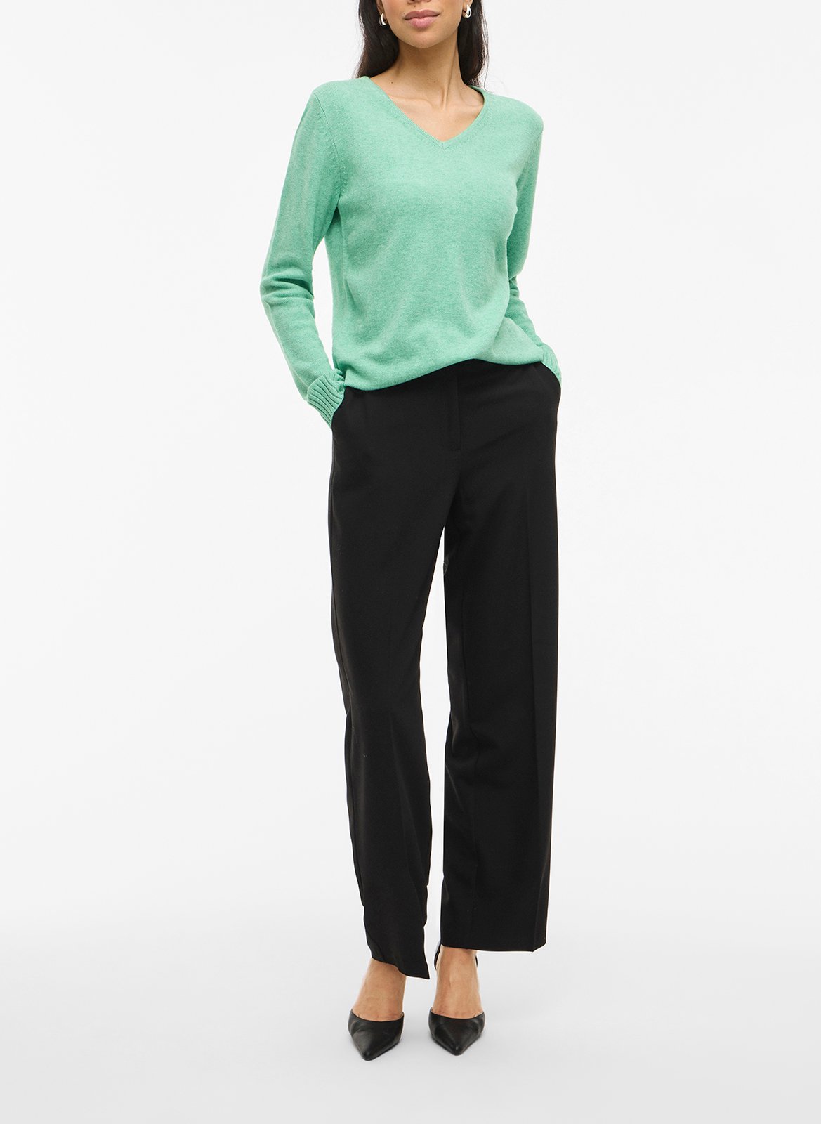 Gerade geschnittener Strickpullover Grun