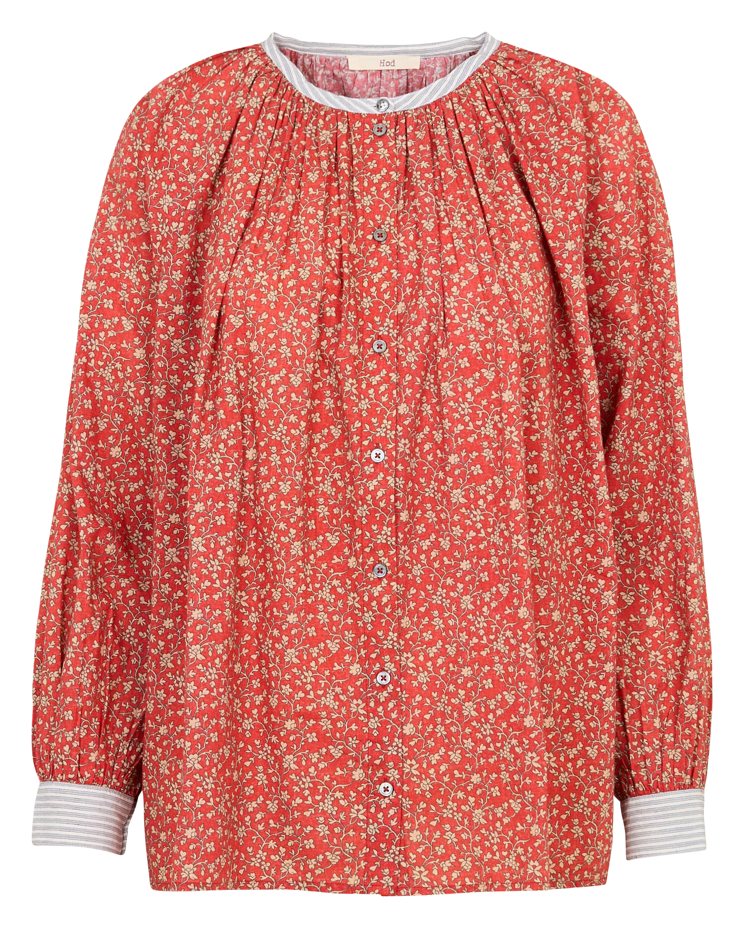 Round neck floral print cotton blouse HOD PARIS Red