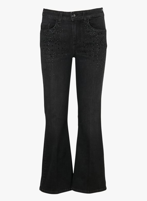 Jean droit à strass | Noir by LIU JO Jean droit à strass Noir