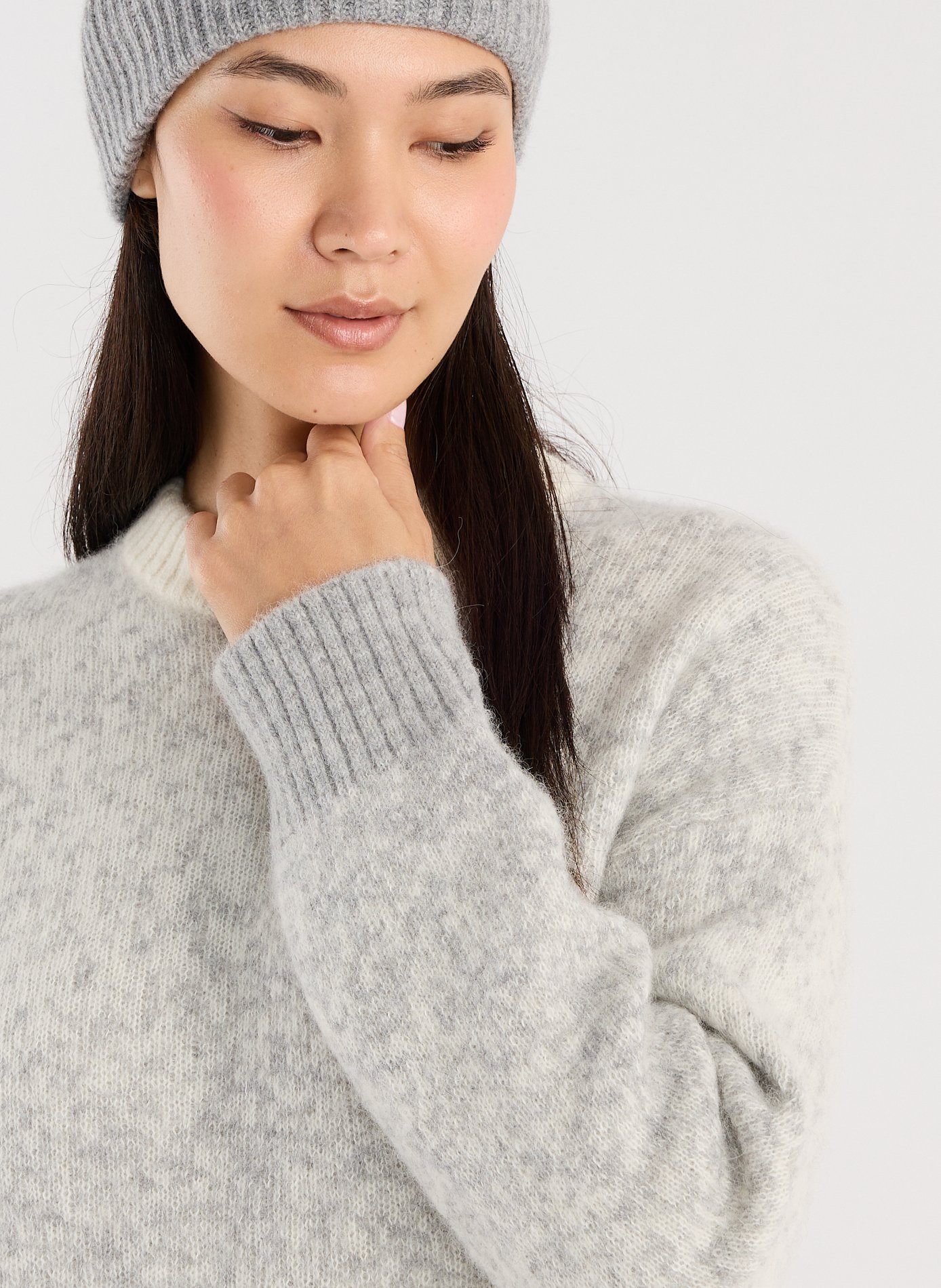 Round-neck alpaca-blend sweater SAISON 1865 Grey