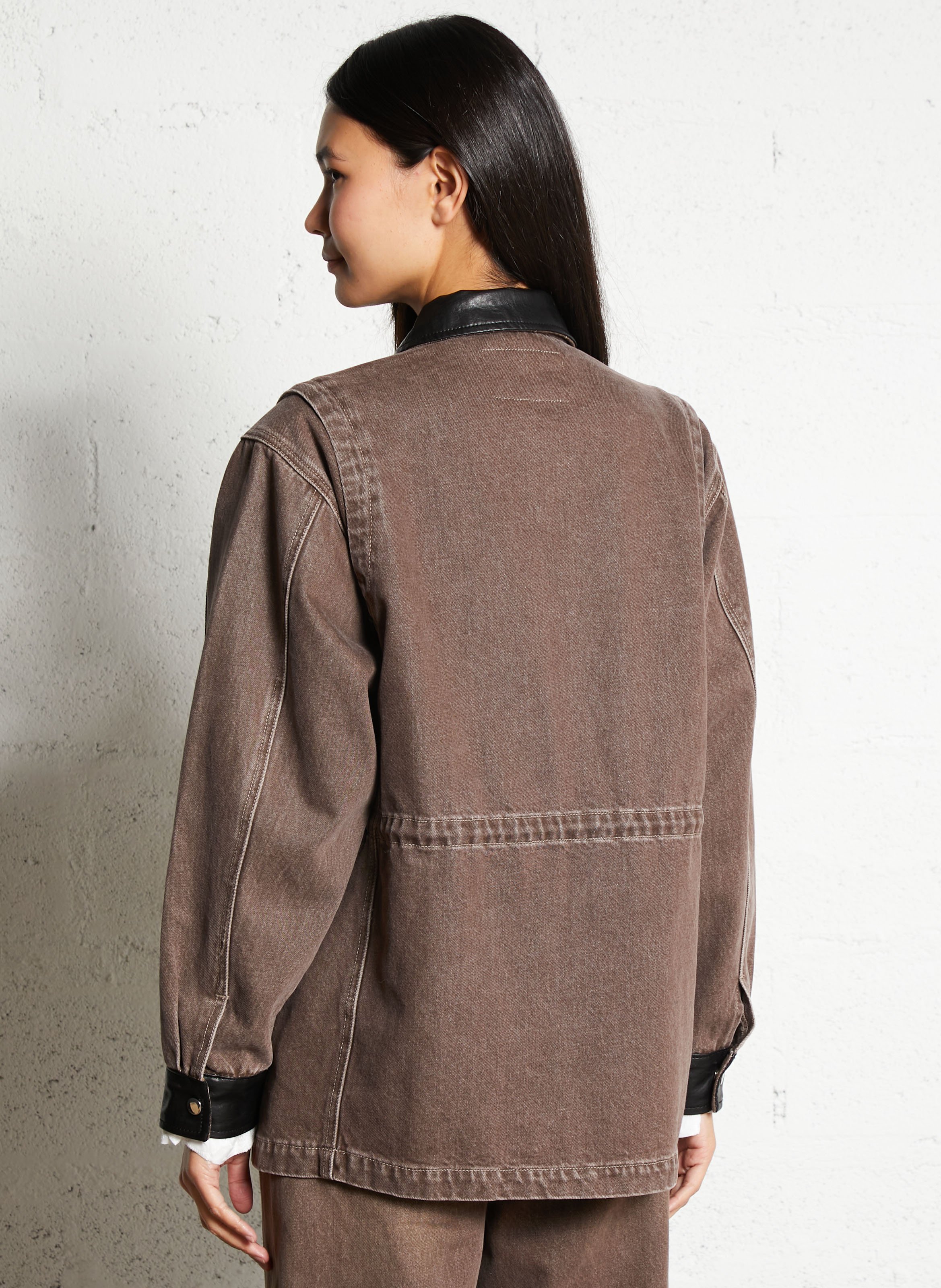 Veste col classique en coton BERENICE Marron