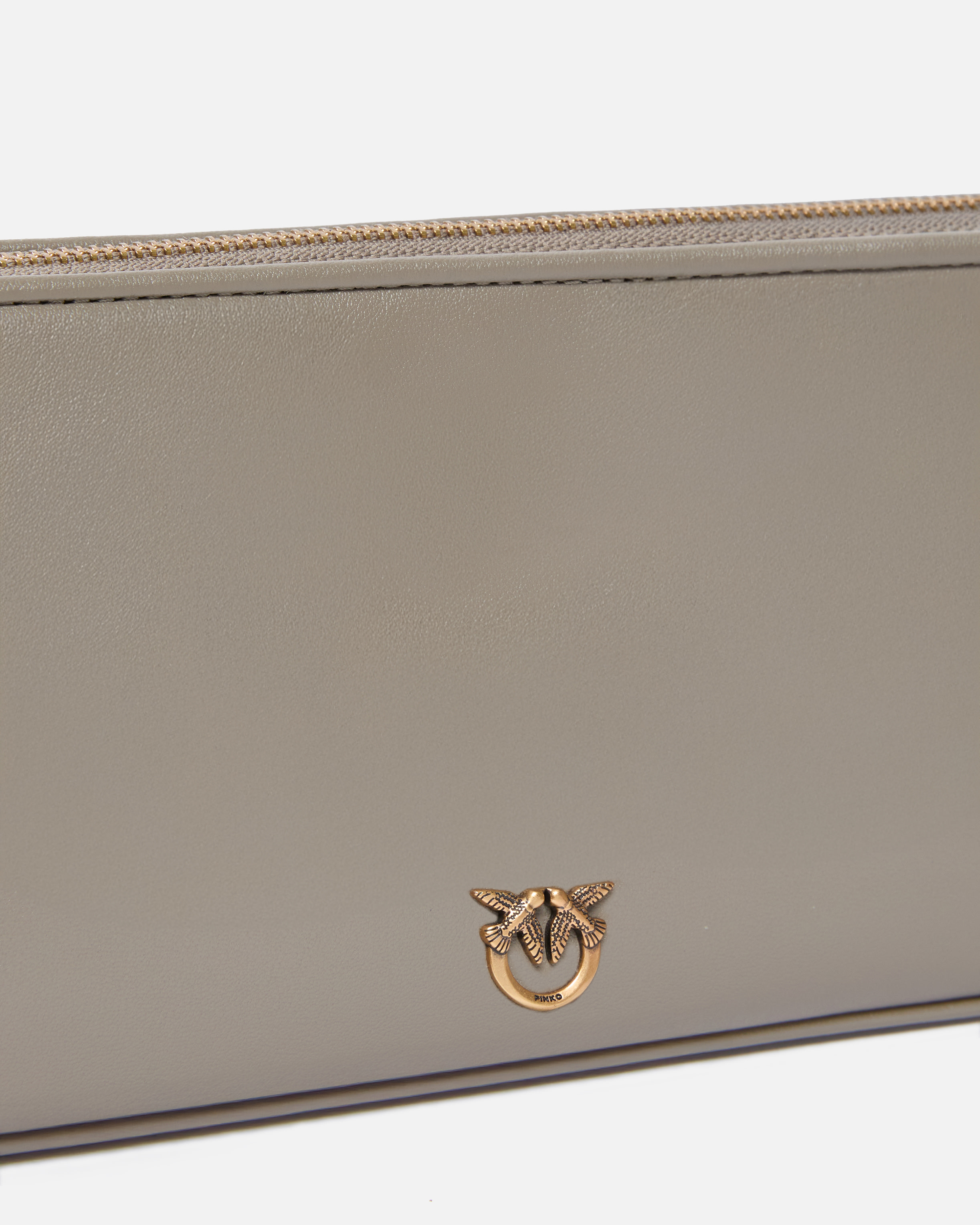 Mini leather half-moon baguette shoulder bag PINKO Brown