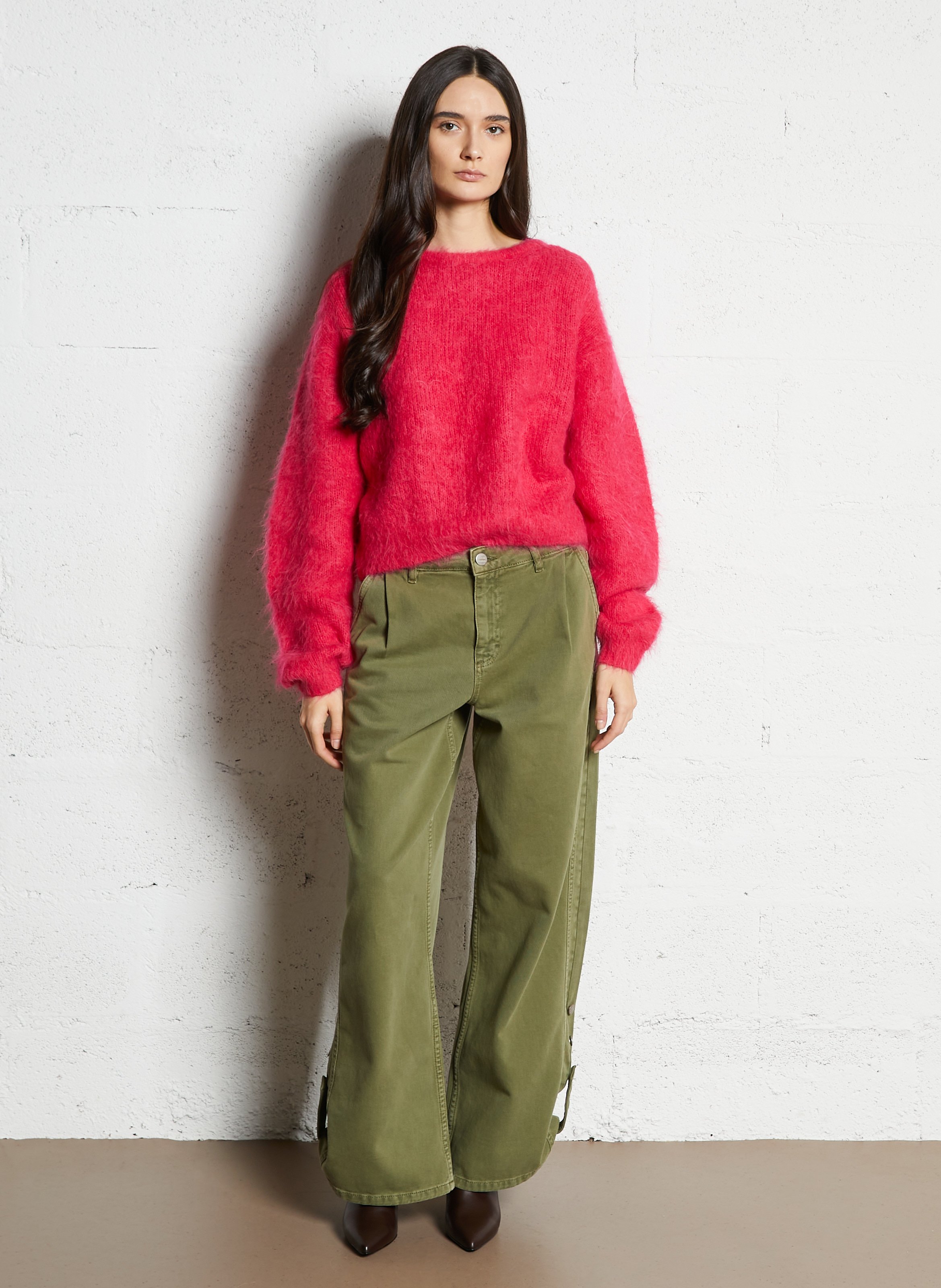 Oversized round-neck wool-blend sweater AMERICAN VINTAGE Red