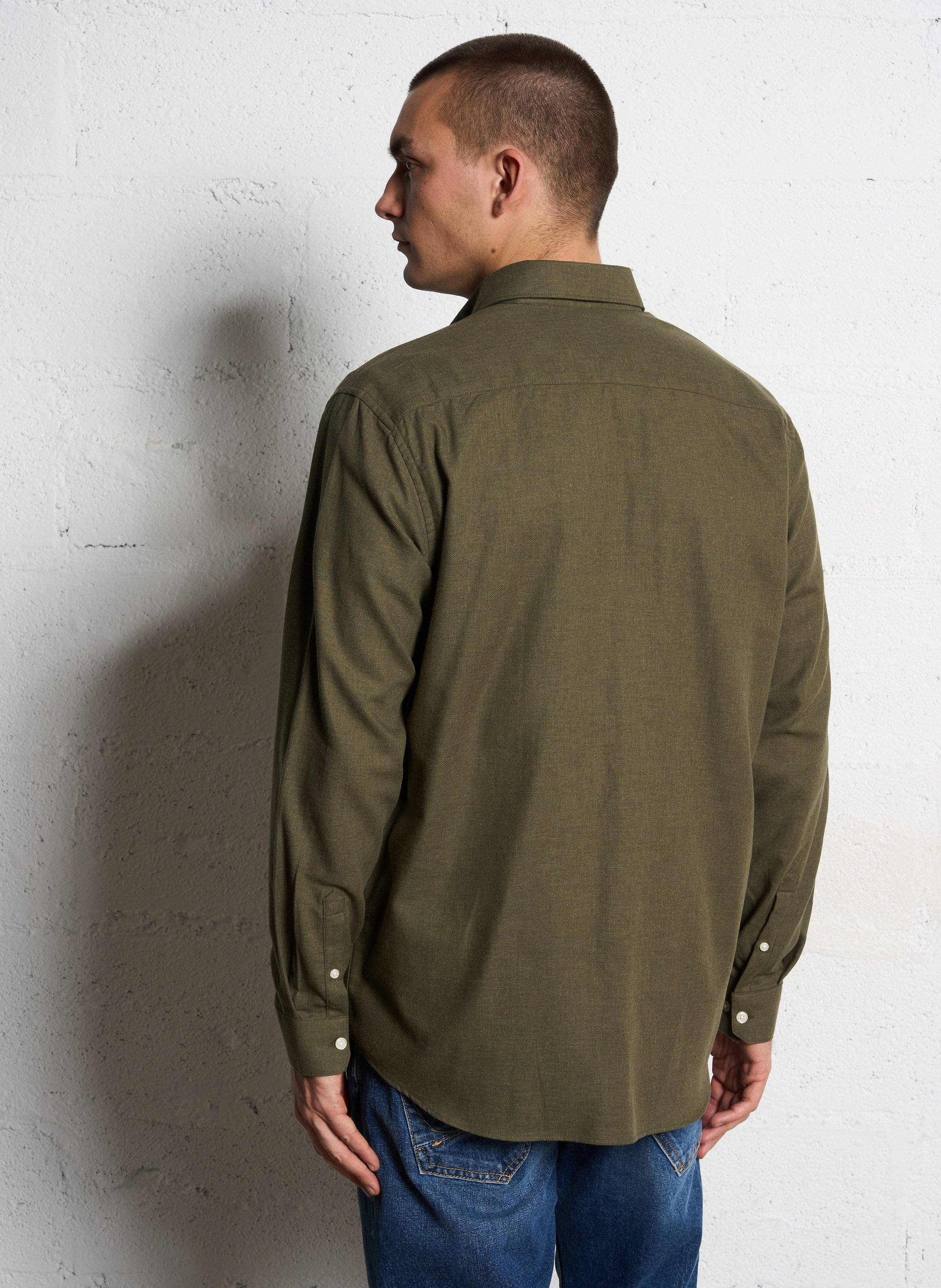 Chemise regular en coton AU PRINTEMPS PARIS Kaki