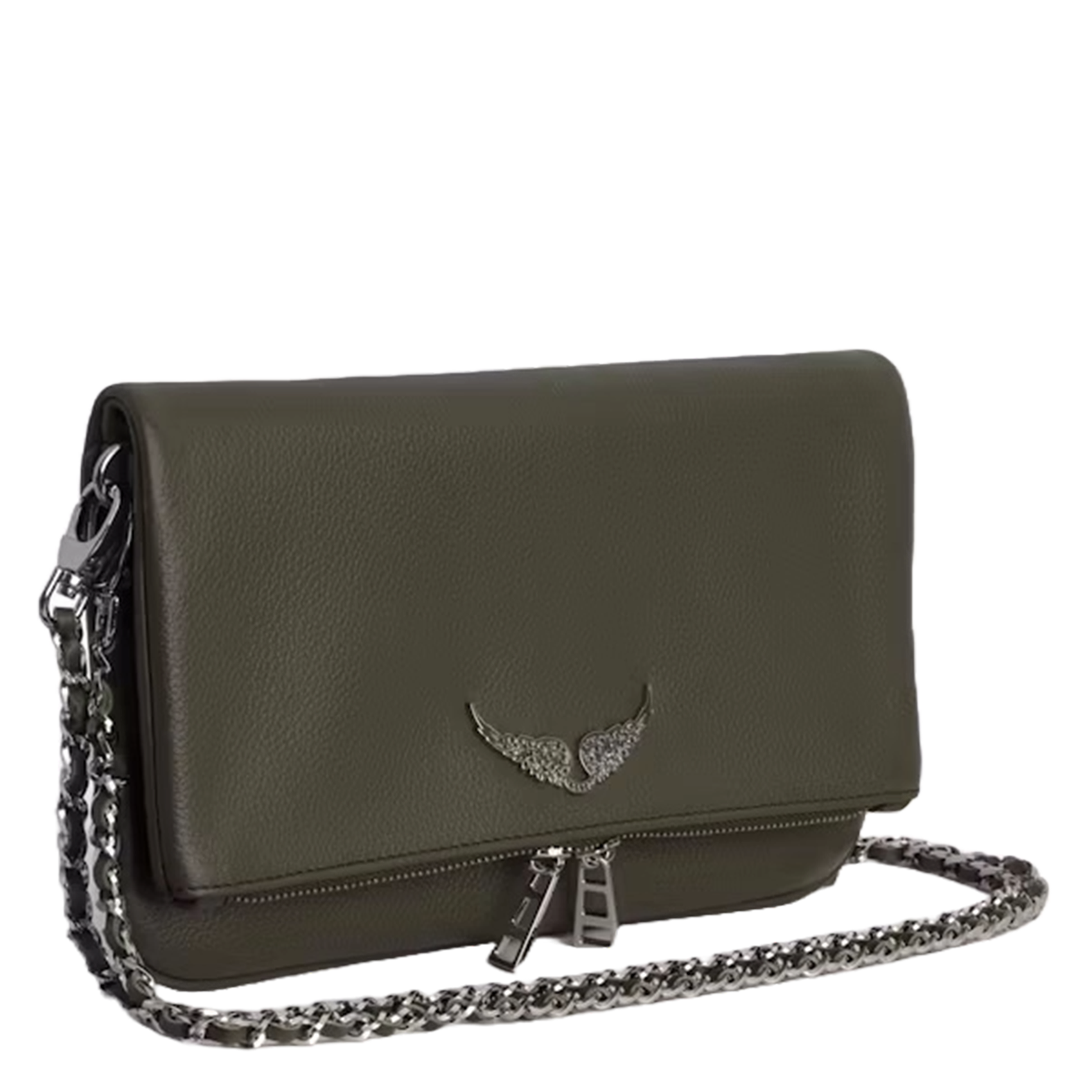 Leder-Clutch mit Metallketten ZADIG&VOLTAIRE Grun