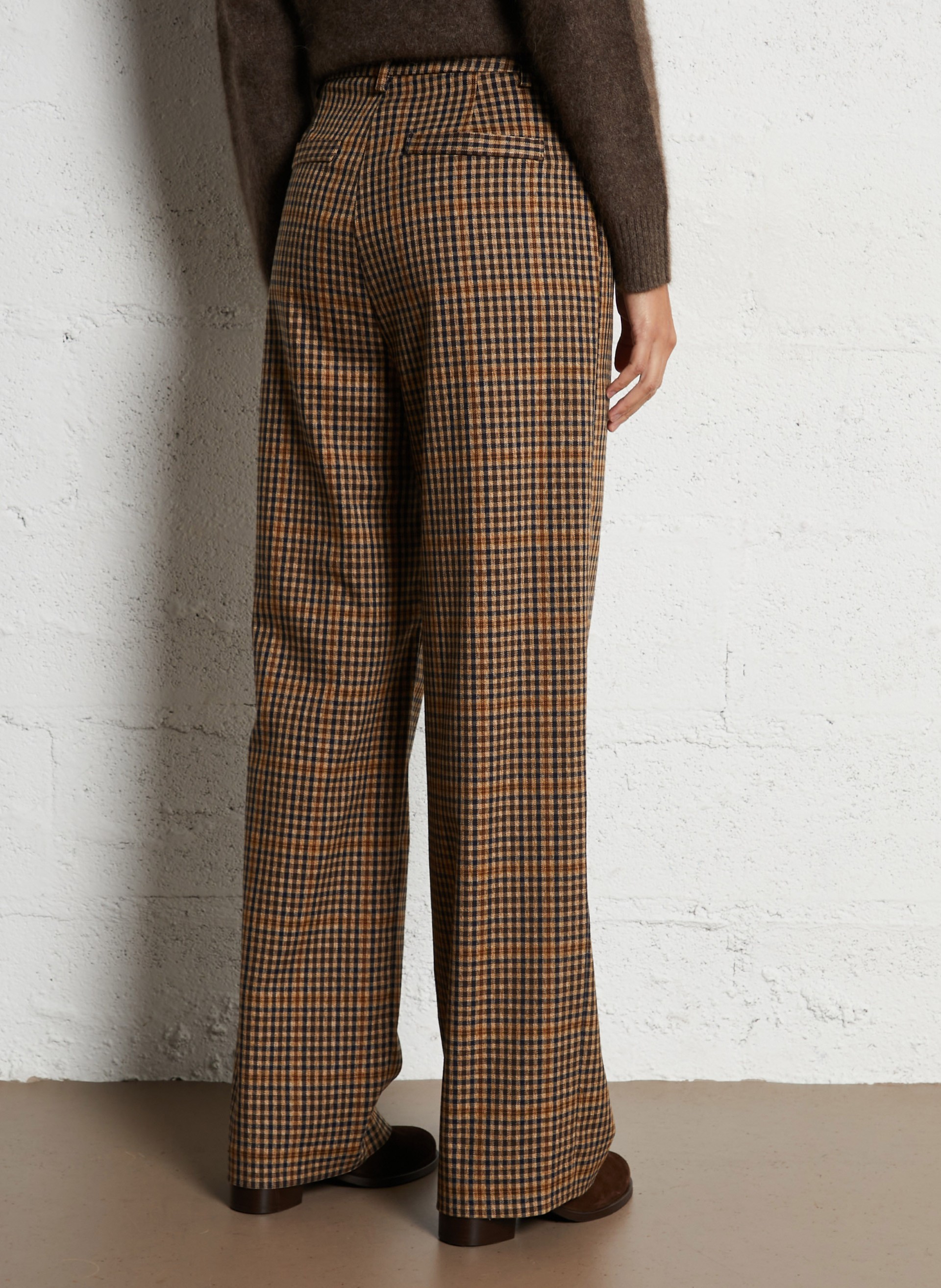 Pantalon large à carreaux IMPERIAL Marron