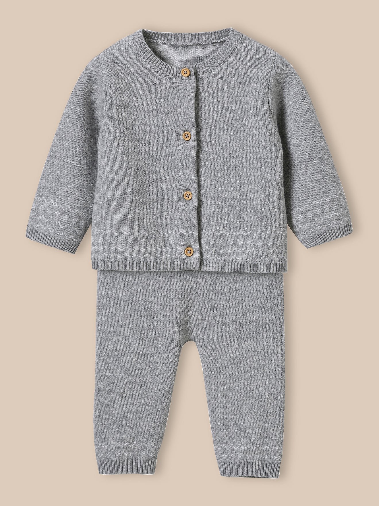 Wool jacquard set CYRILLUS Grey