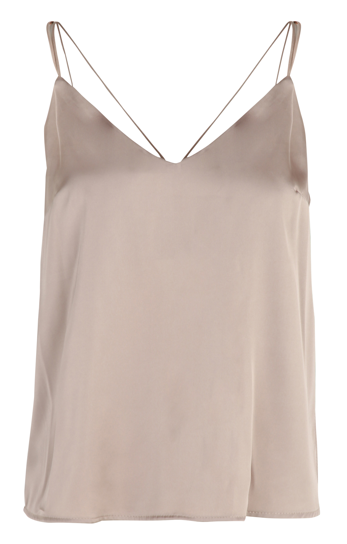 Top droit col V satiné IMPERIAL Beige