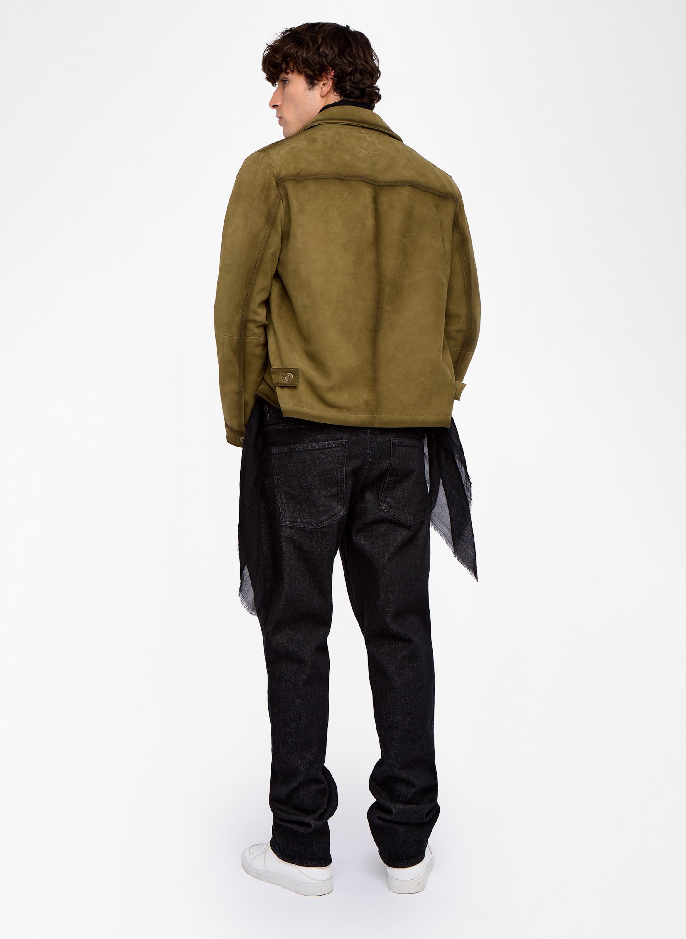 Gerade geschnittene Lederjacke mit klassischem Kragen ZADIG&VOLTAIRE Grun