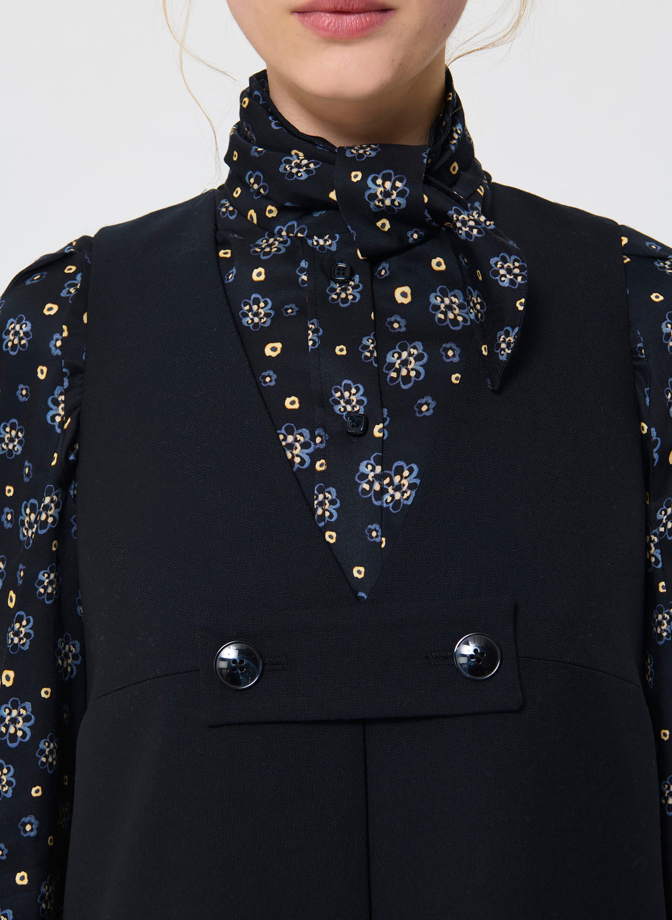 Robe courte col V unie en laine TARA JARMON Bleu