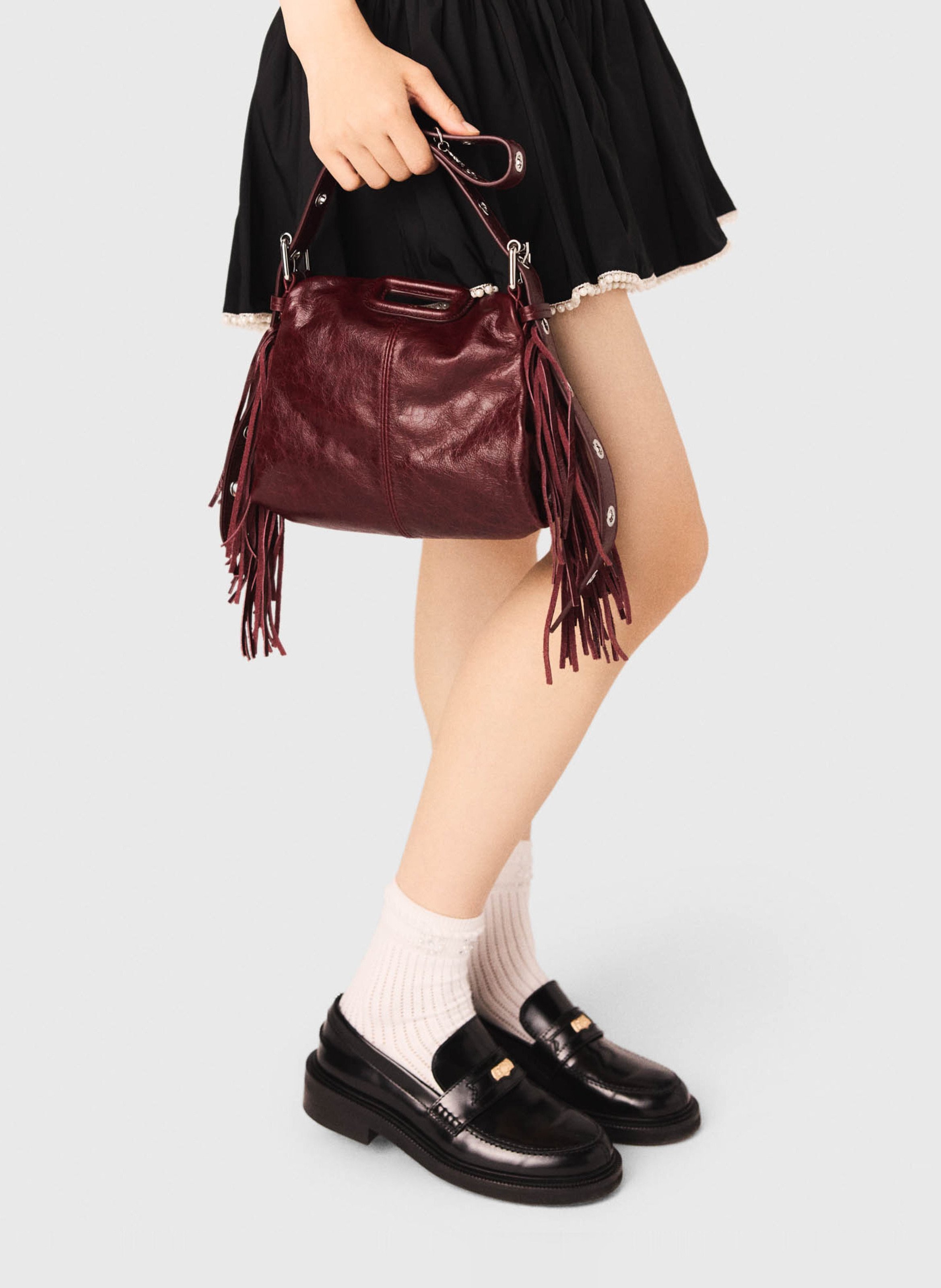 Sac porté épaule en cuir MAJE Rouge