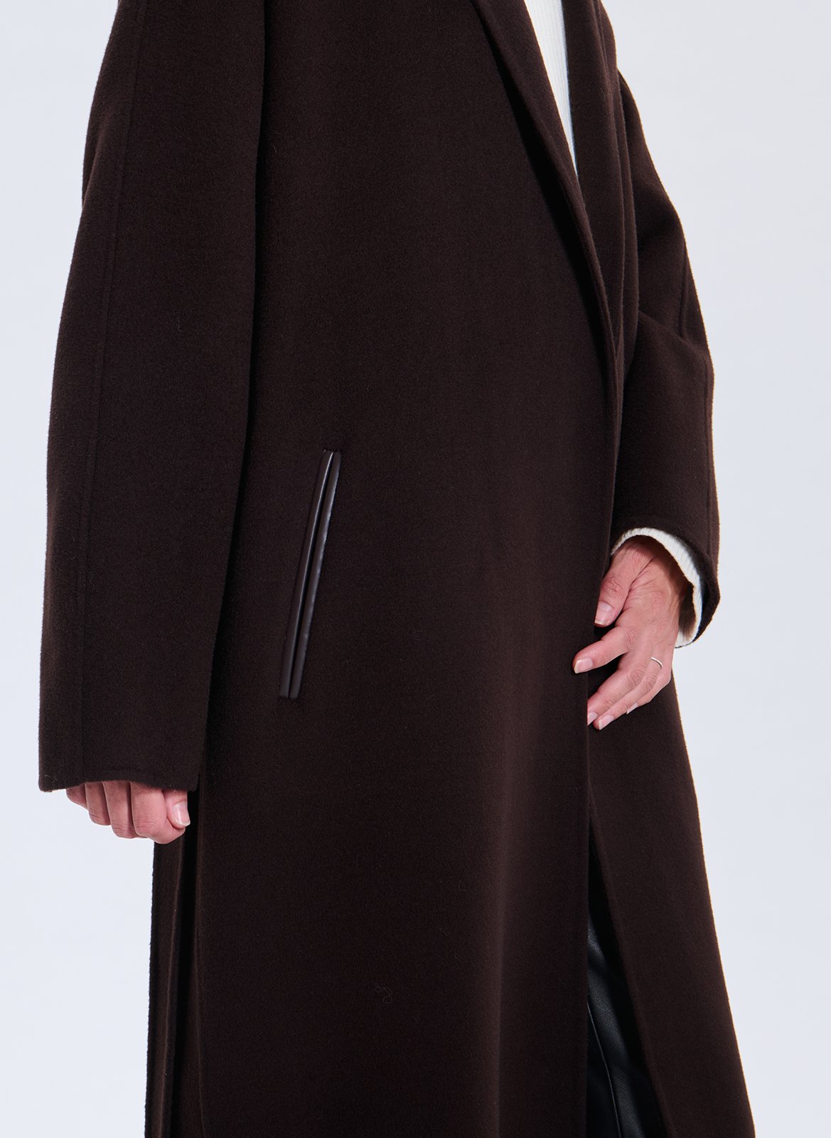 Coat with notched lapel in blended wool ZAPA Brown