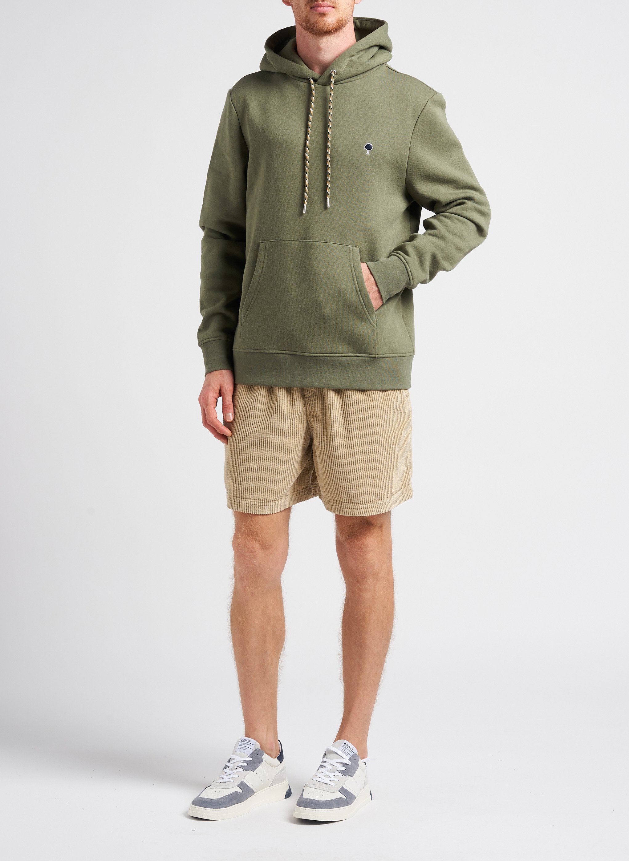 Sudadera bordada regular fit de mezcla de algodón con capucha FAGUO Caqui