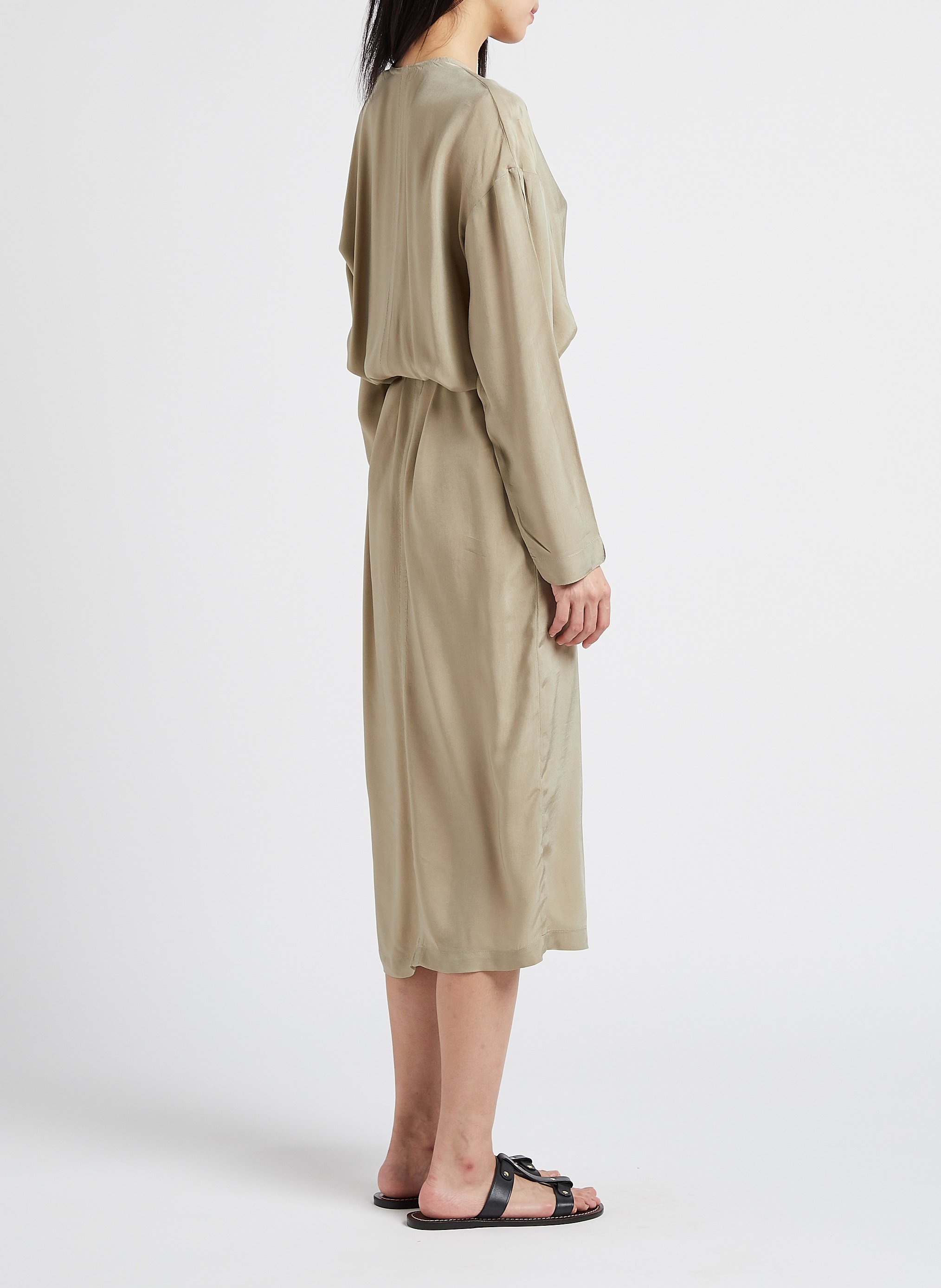 Robe midi col V ceinturée  HUMANOID Vert