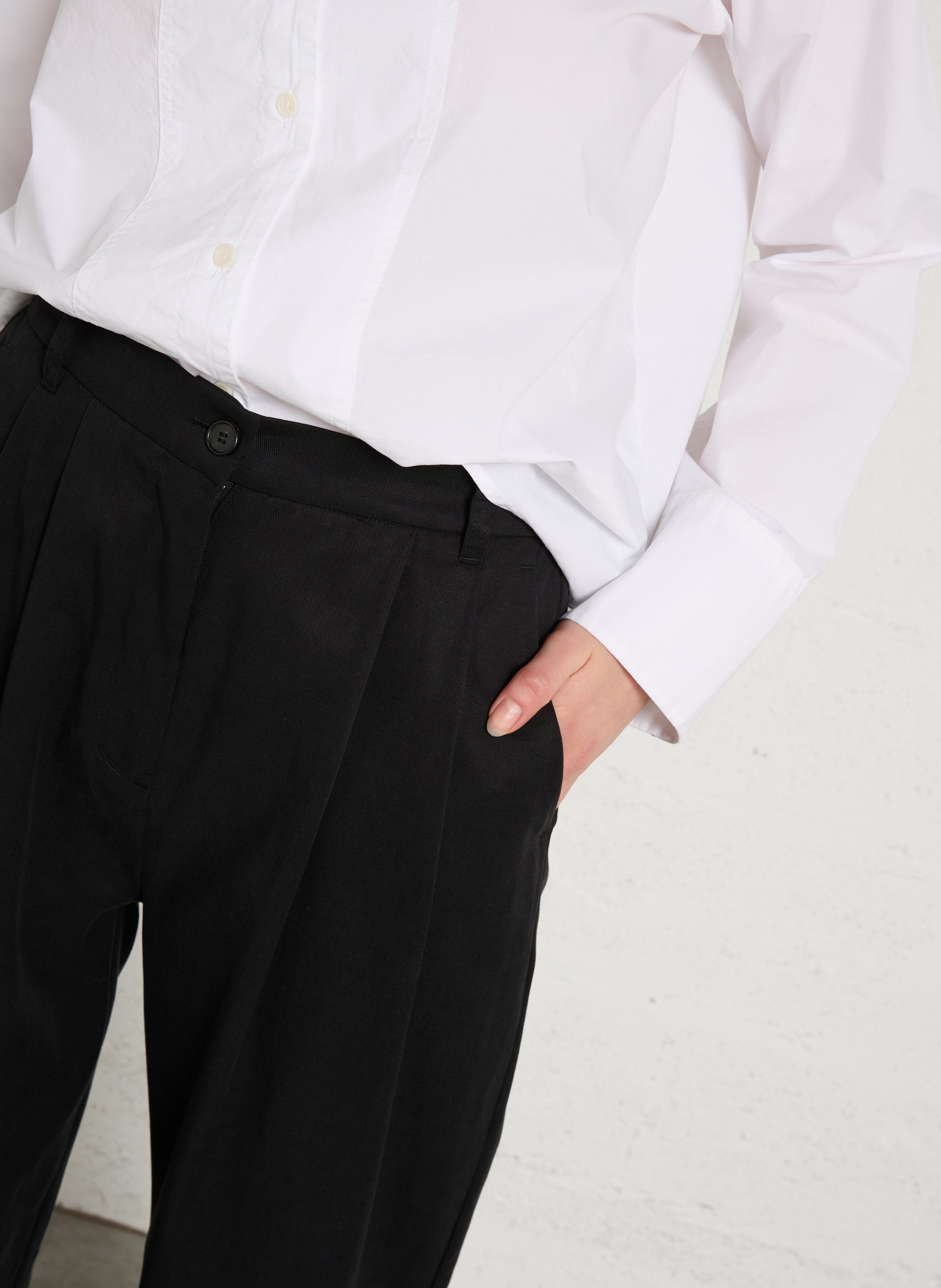 Pantalon large en coton mélangé RUE DE TOKYO Noir