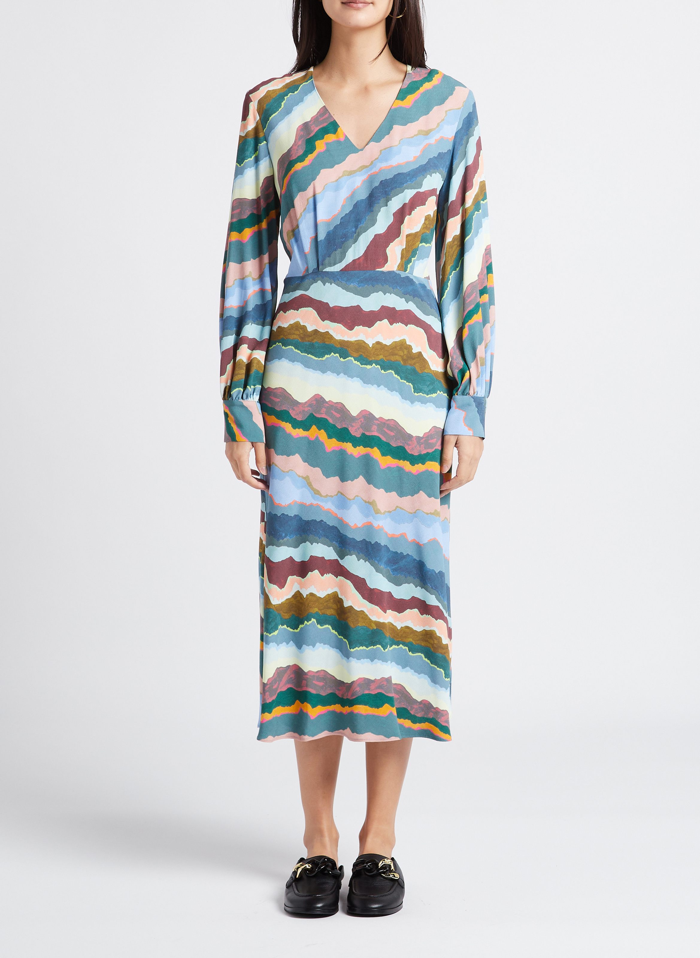 Robe midi droite col V imprimé PAUL SMITH Multicolore