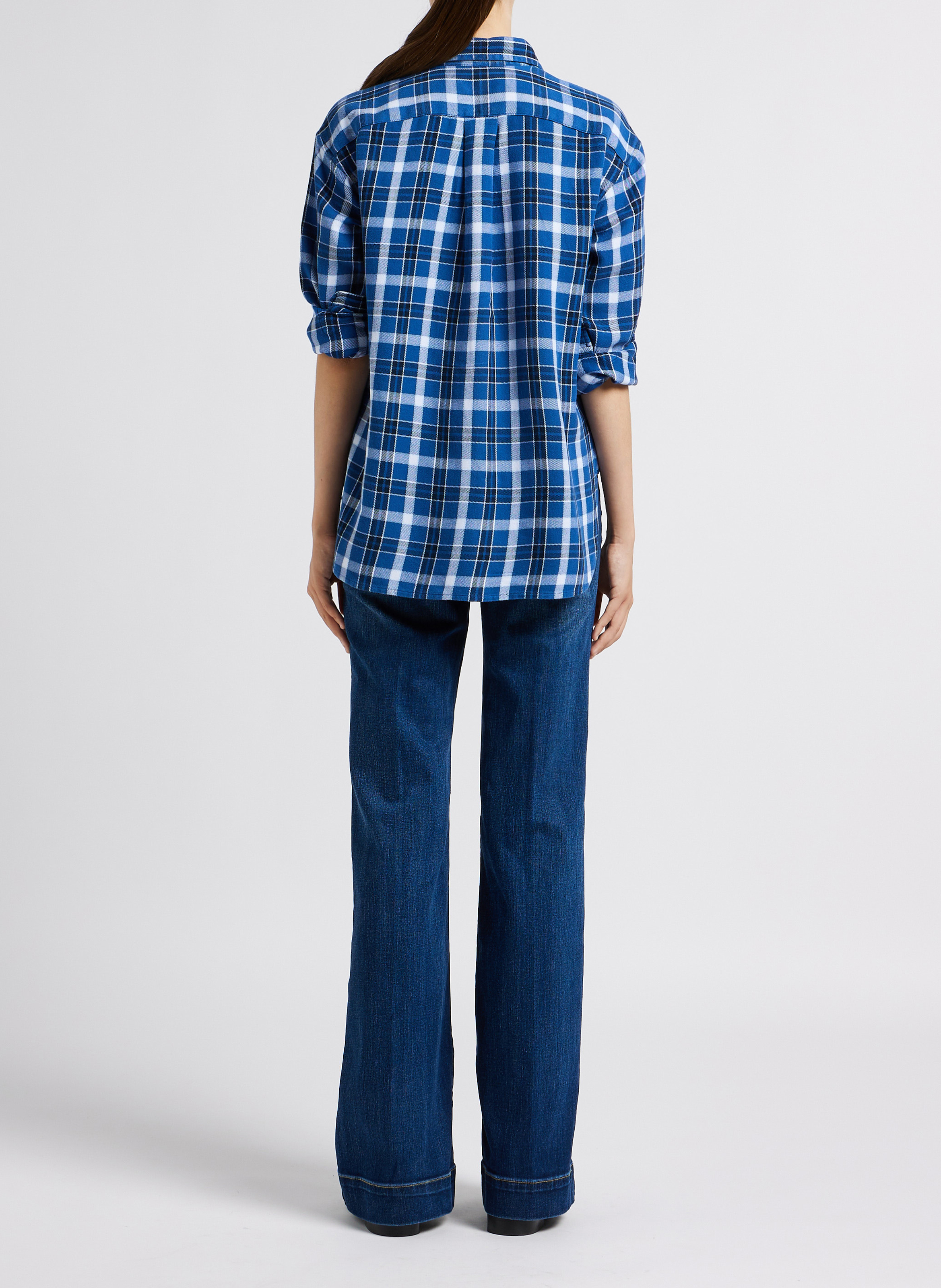 Karierte Baumwollbluse mit klassischem Kragen POLO RALPH LAUREN Blau