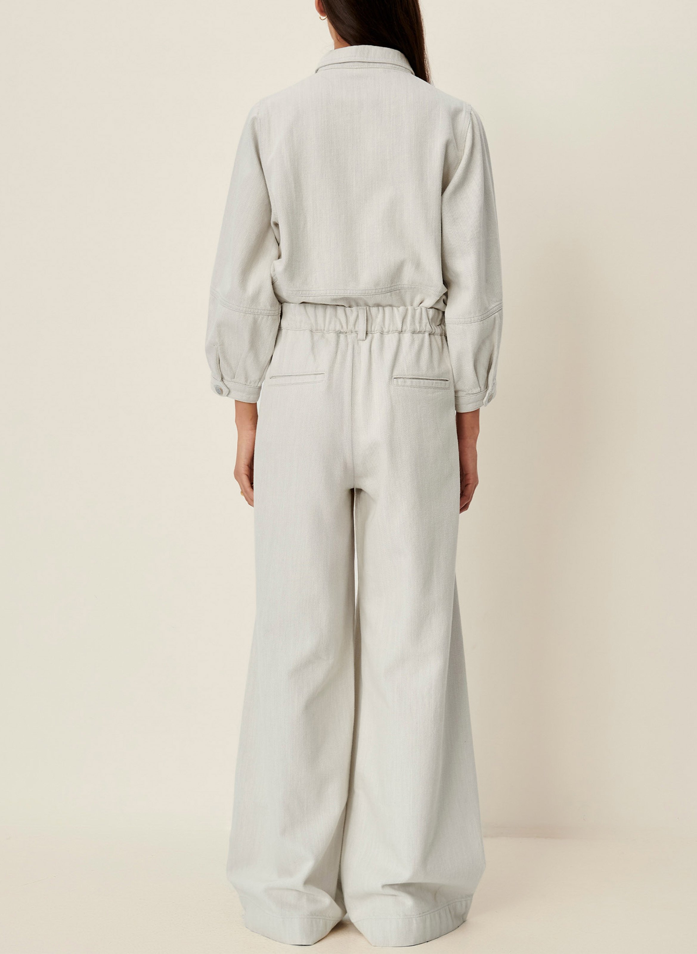 Weite Hose aus meliertem Baumwollstoff SESSUN Blau