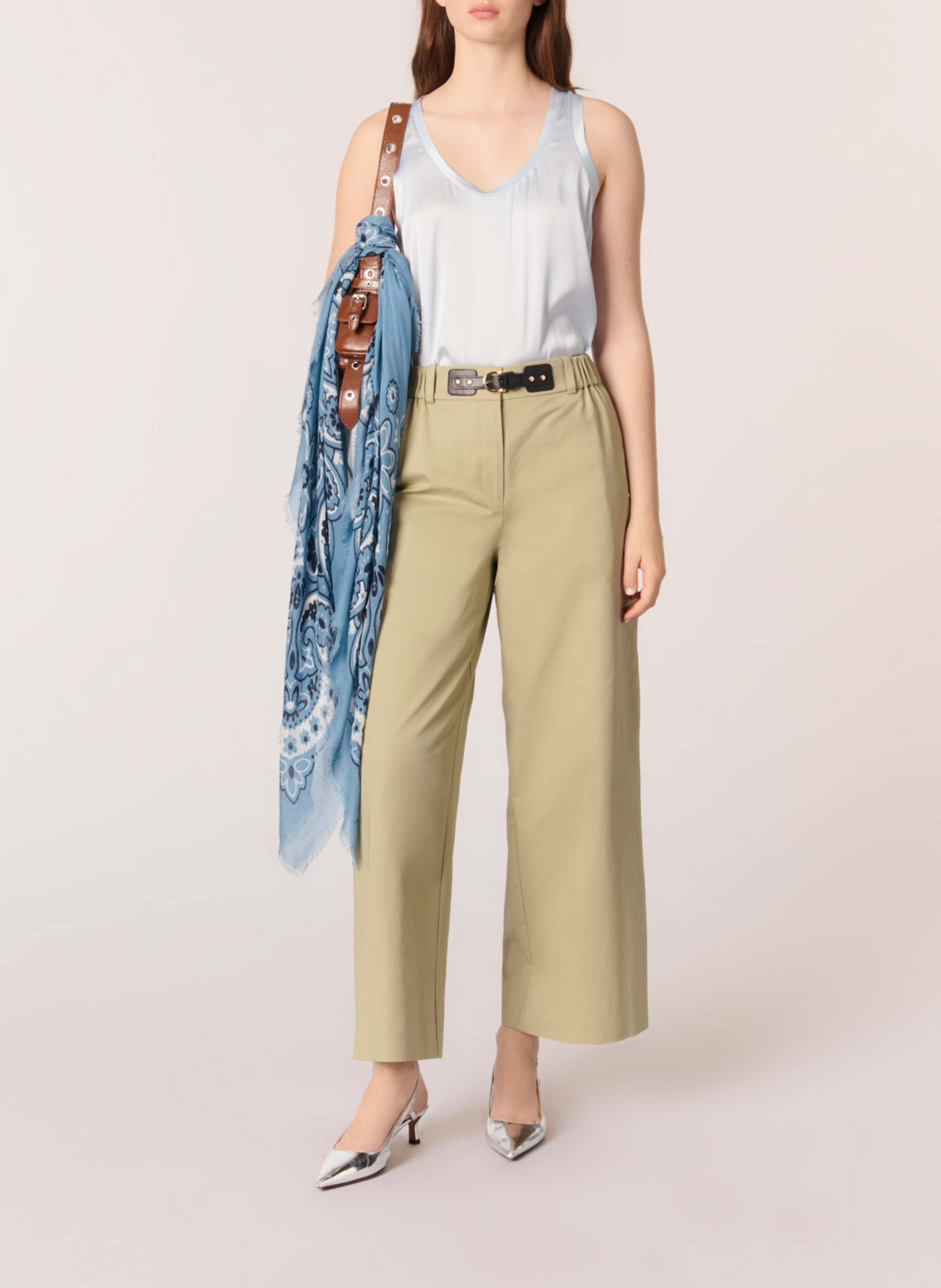 Gerader Seidenmischungs-Tanktop MAJE Blau