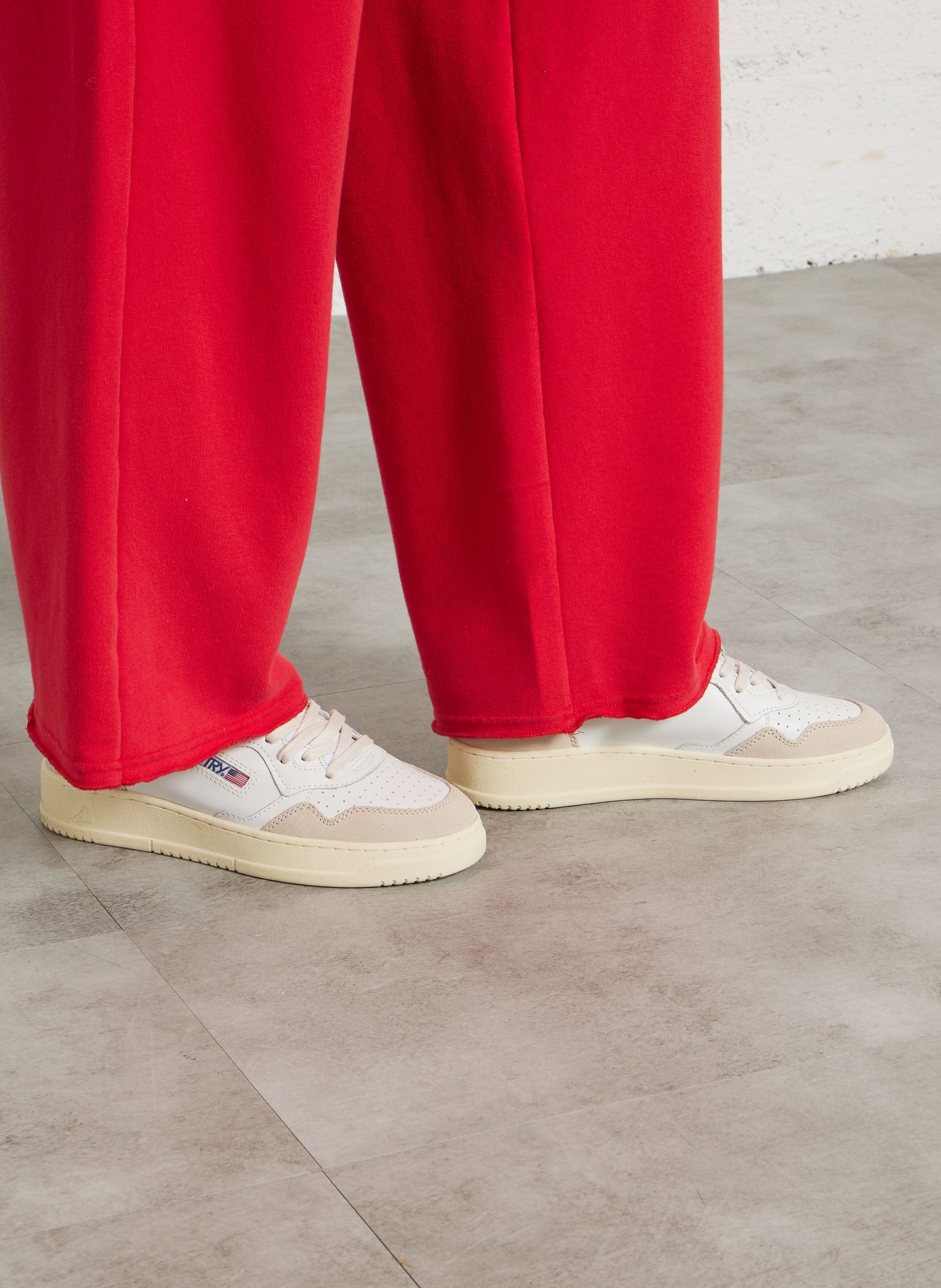 Low-top leather mix sneakers AUTRY Golden