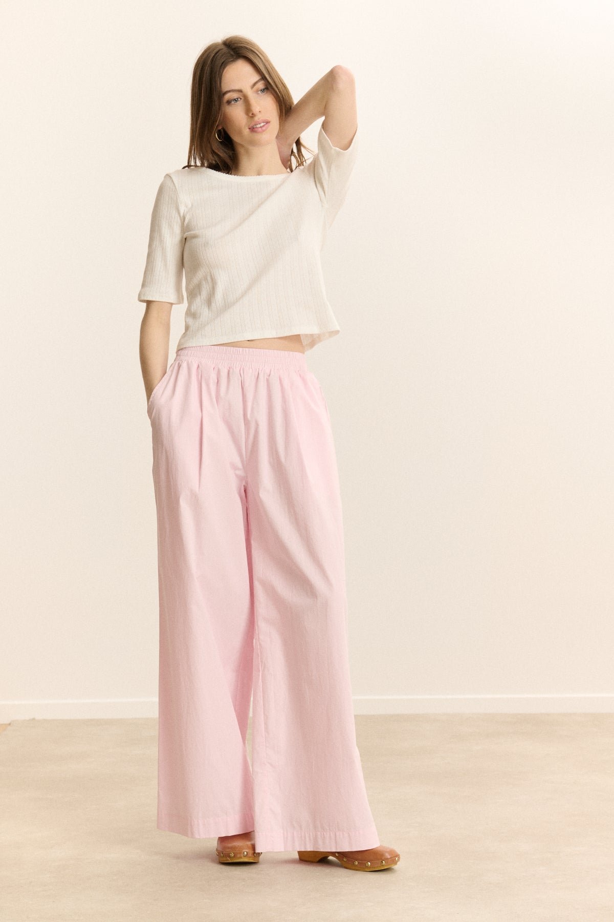 Elasticated wide-leg trousers GARANCE PARIS Pink