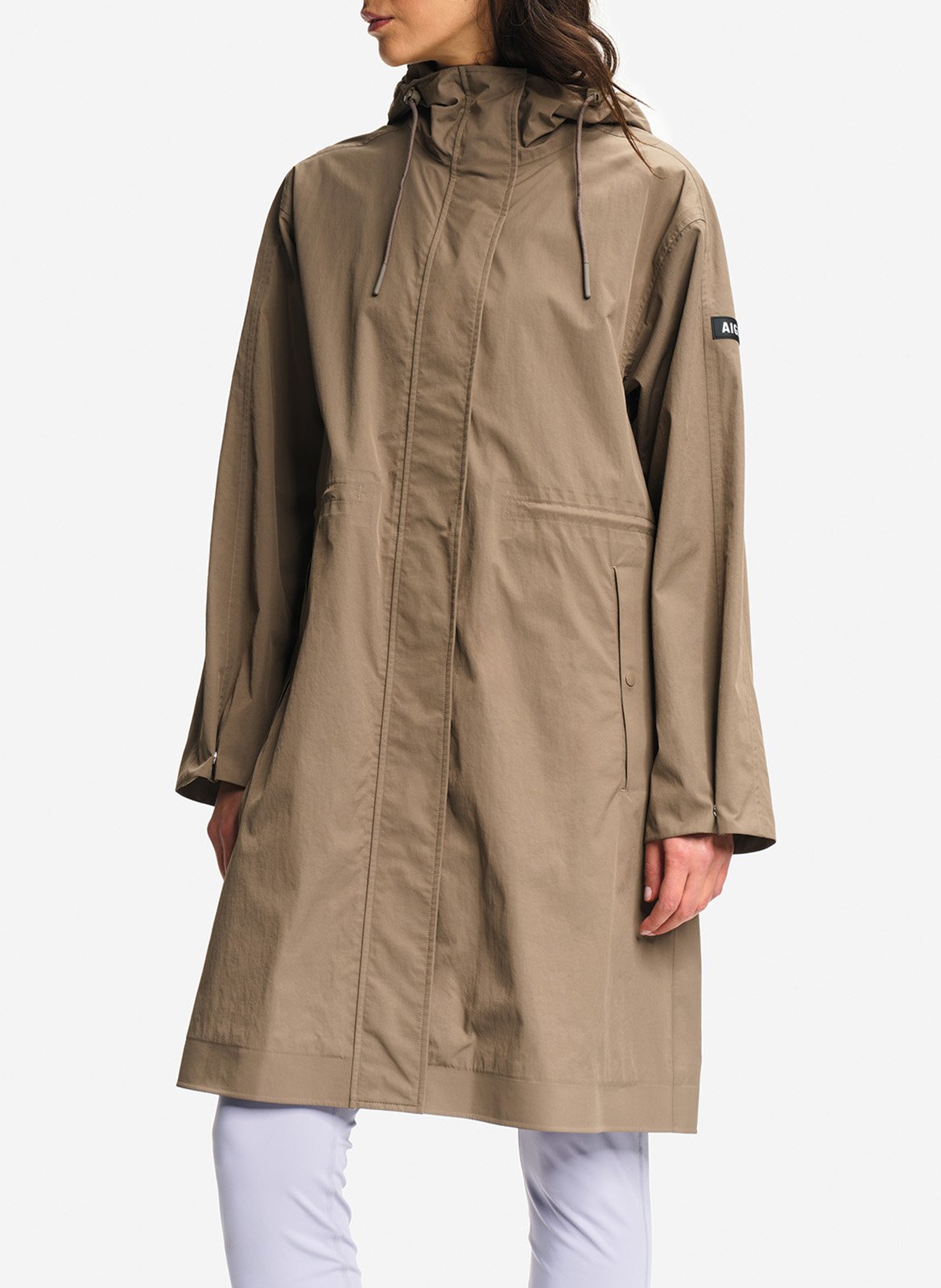 Mid-length hooded oversized parka AIGLE Brown