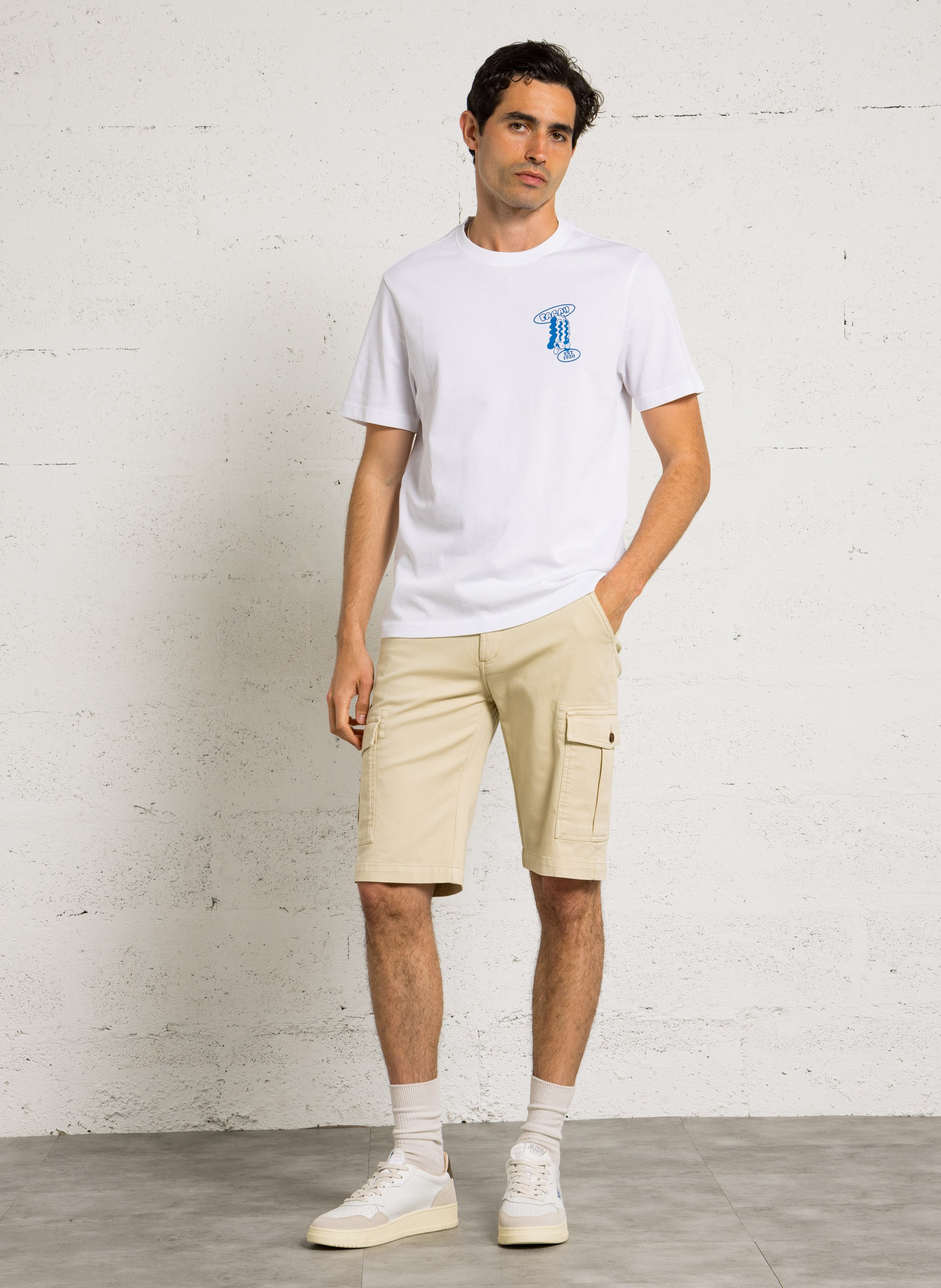 Tee-shirt droit col rond en coton bio FARAH Blanc