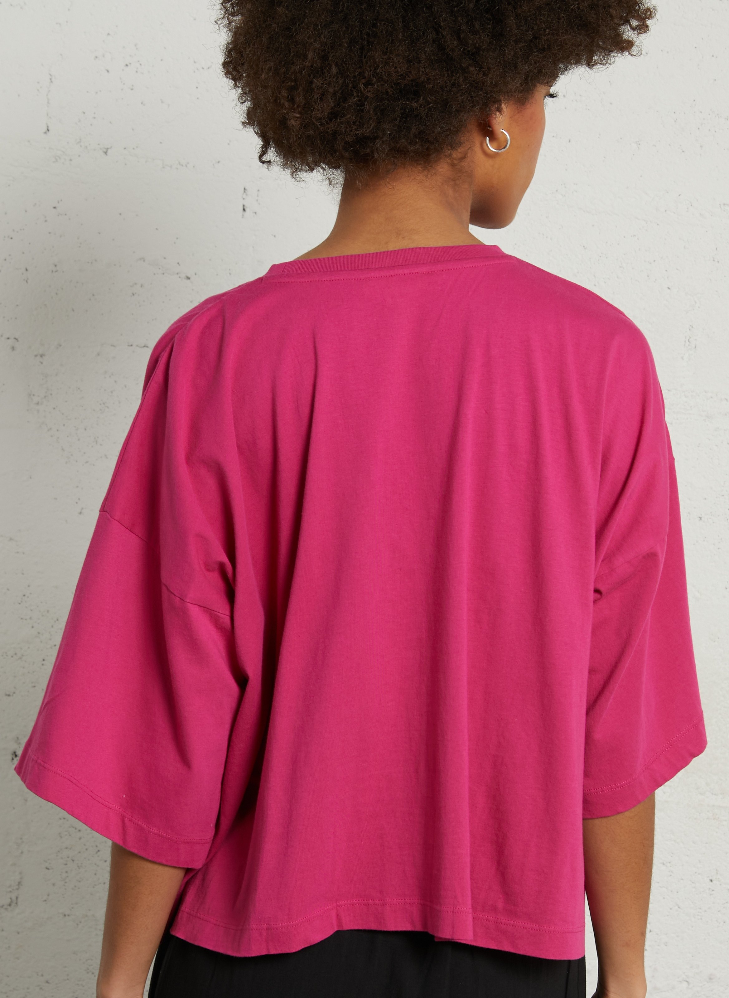 Tee-shirt ample col rond broderie anglaise en coton organique LOUISE MISHA Rose