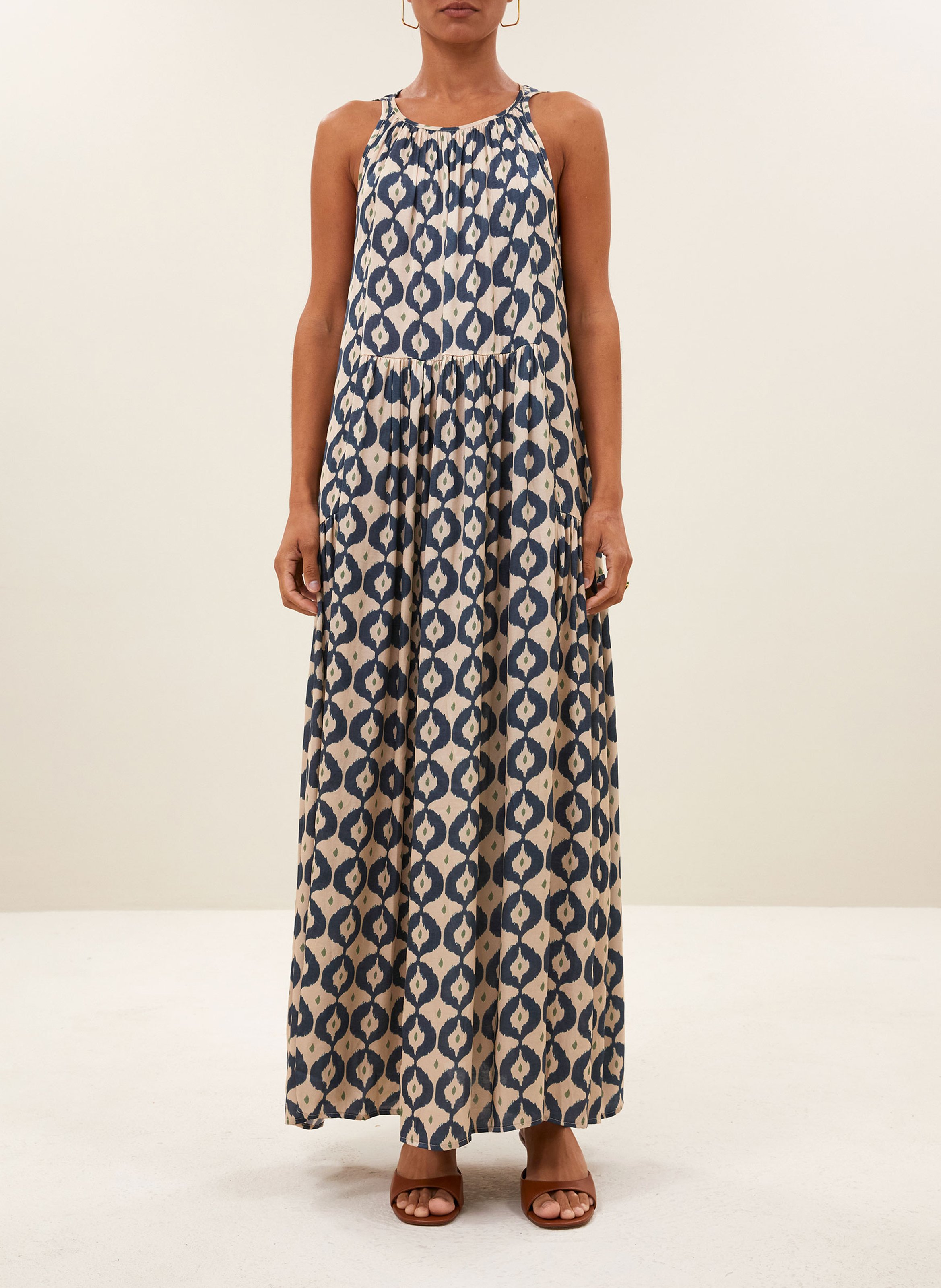 Robe longue col rond imprimée BY BAR Multicolore