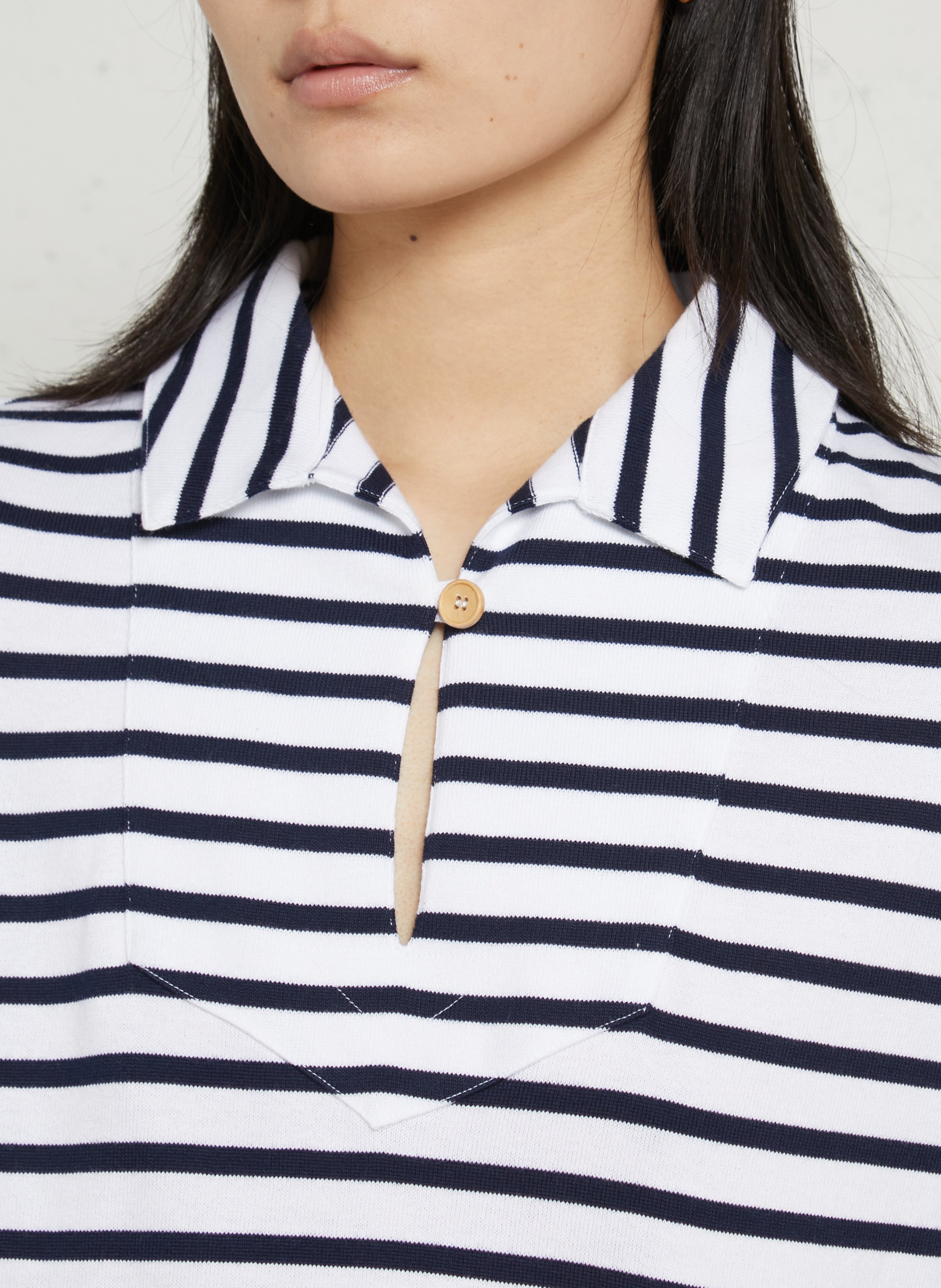 Robe courte col classique en coton rayé ARMOR LUX Blanc