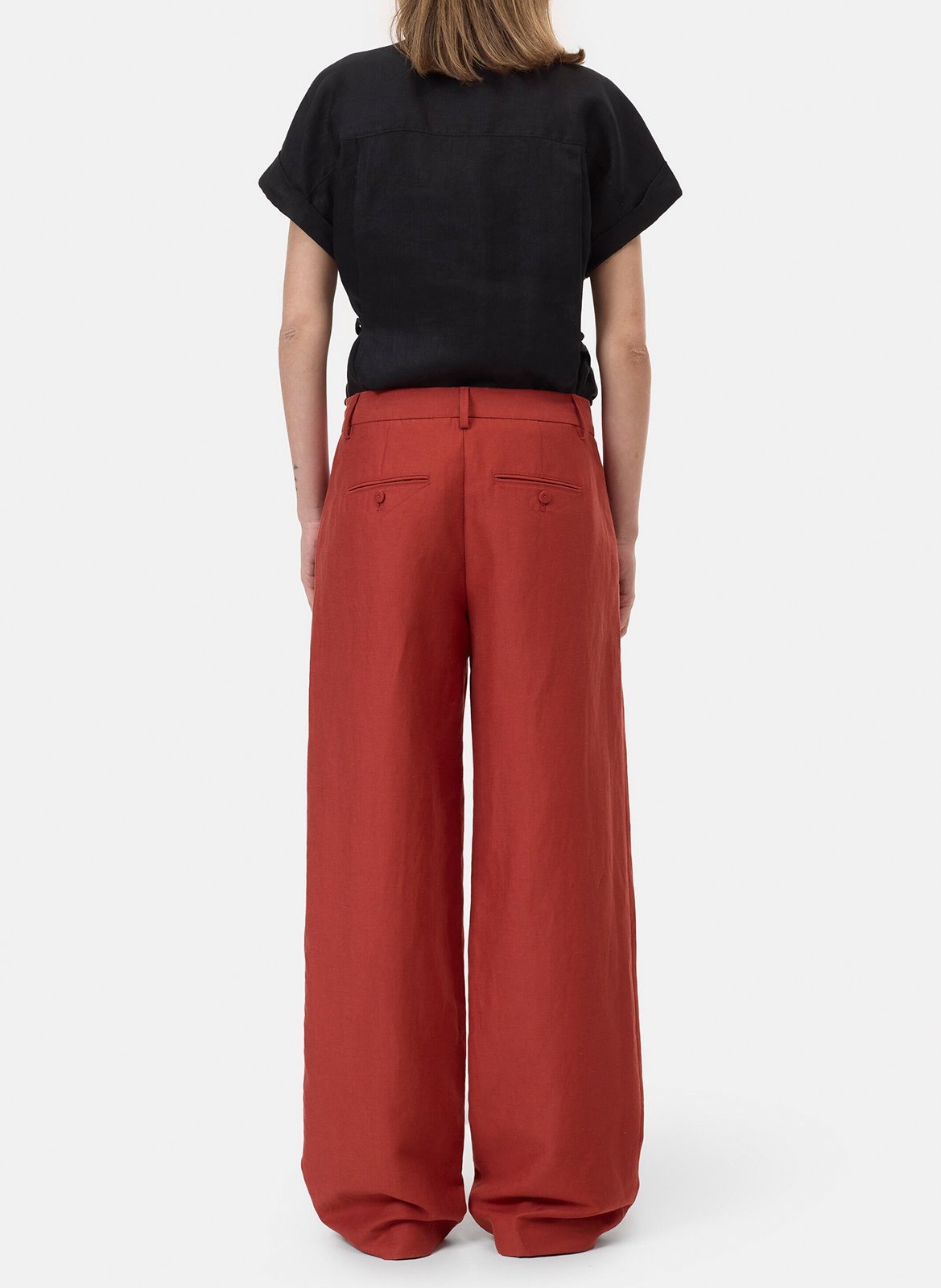 Pantalon large en lin mélangé CLOSED Rouge