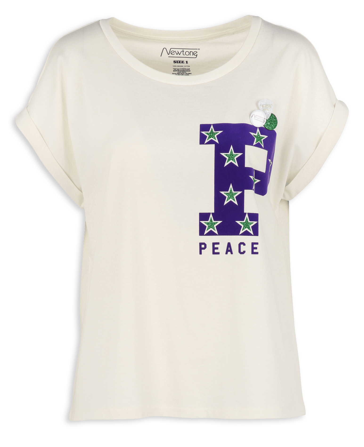 Tee-shirt droit sérigraphié à pin's NEWTONE Blanc