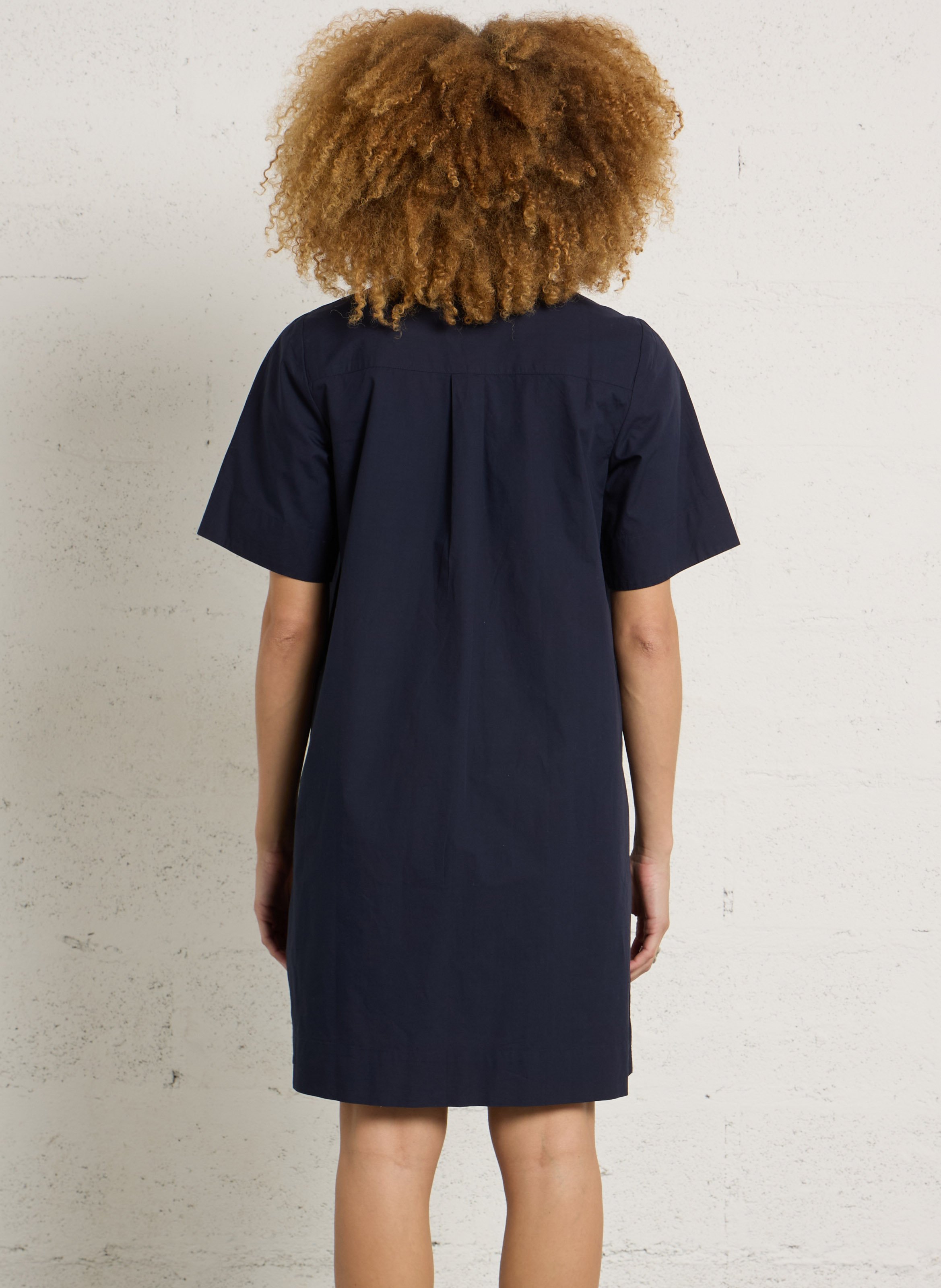 Korte jurk van katoen met klassieke kraag SUD EXPRESS Blauw