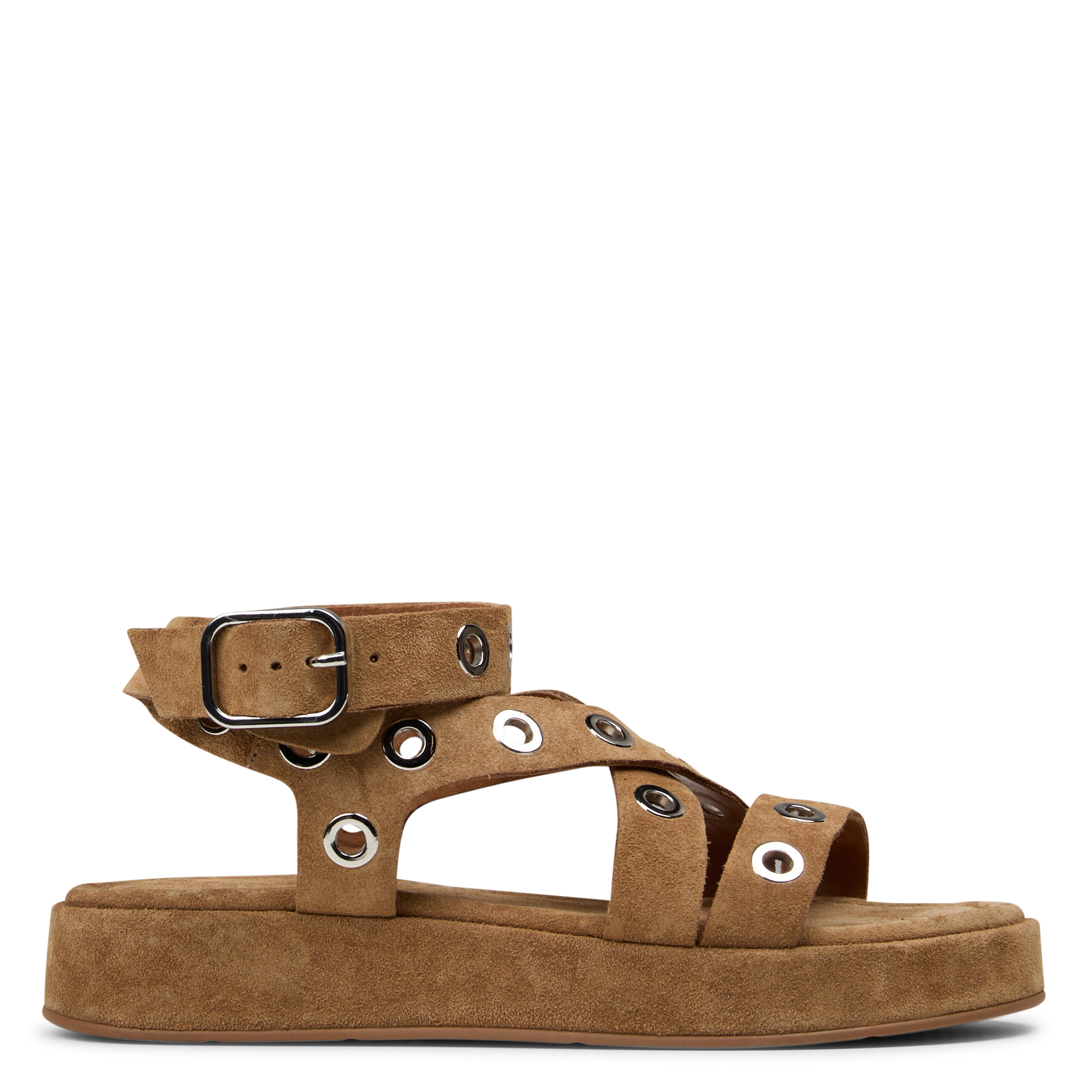 Sandalias planas de cuero de ante con ojales MELLOW YELLOW Beige
