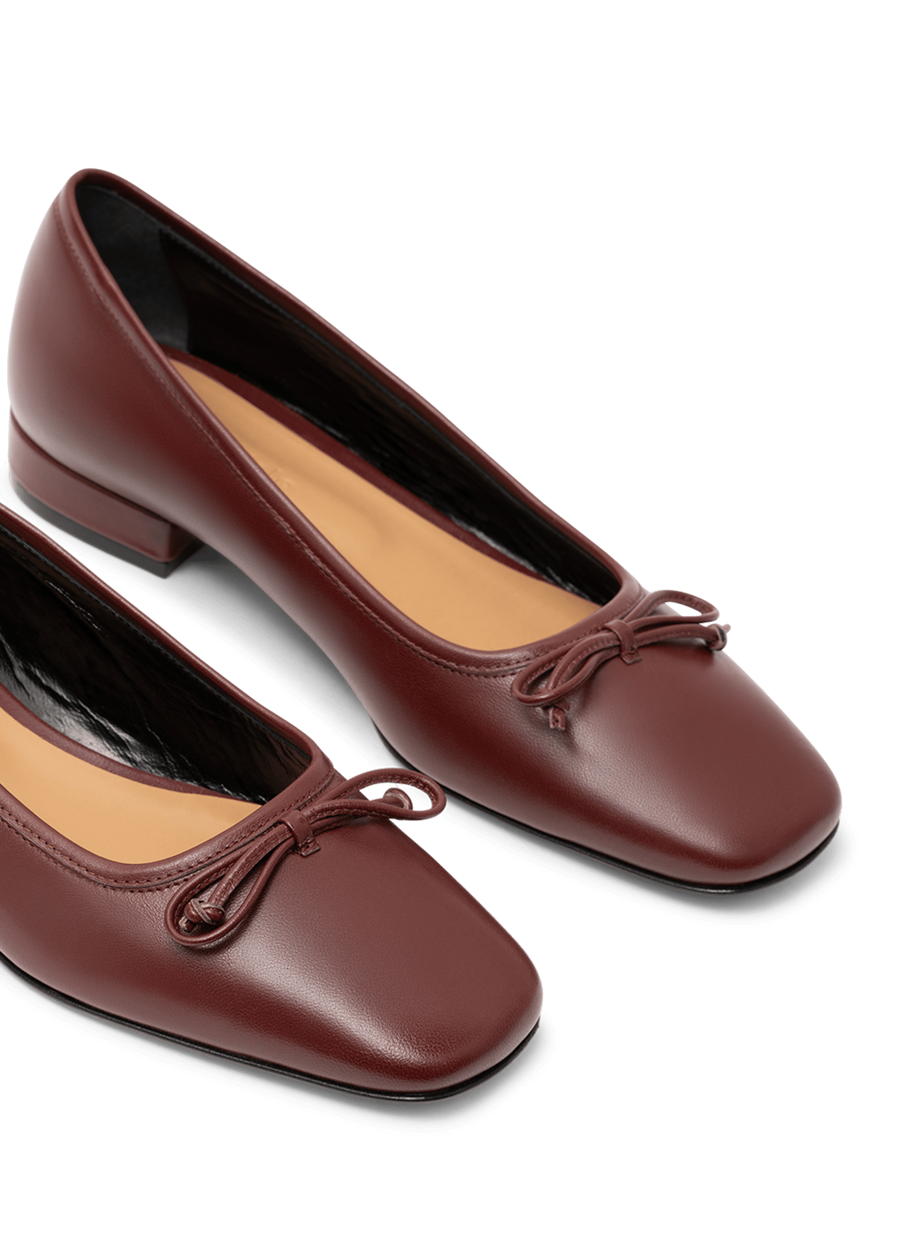 Burgundy nappa leather ballet flats PARALLELE PARIS Red