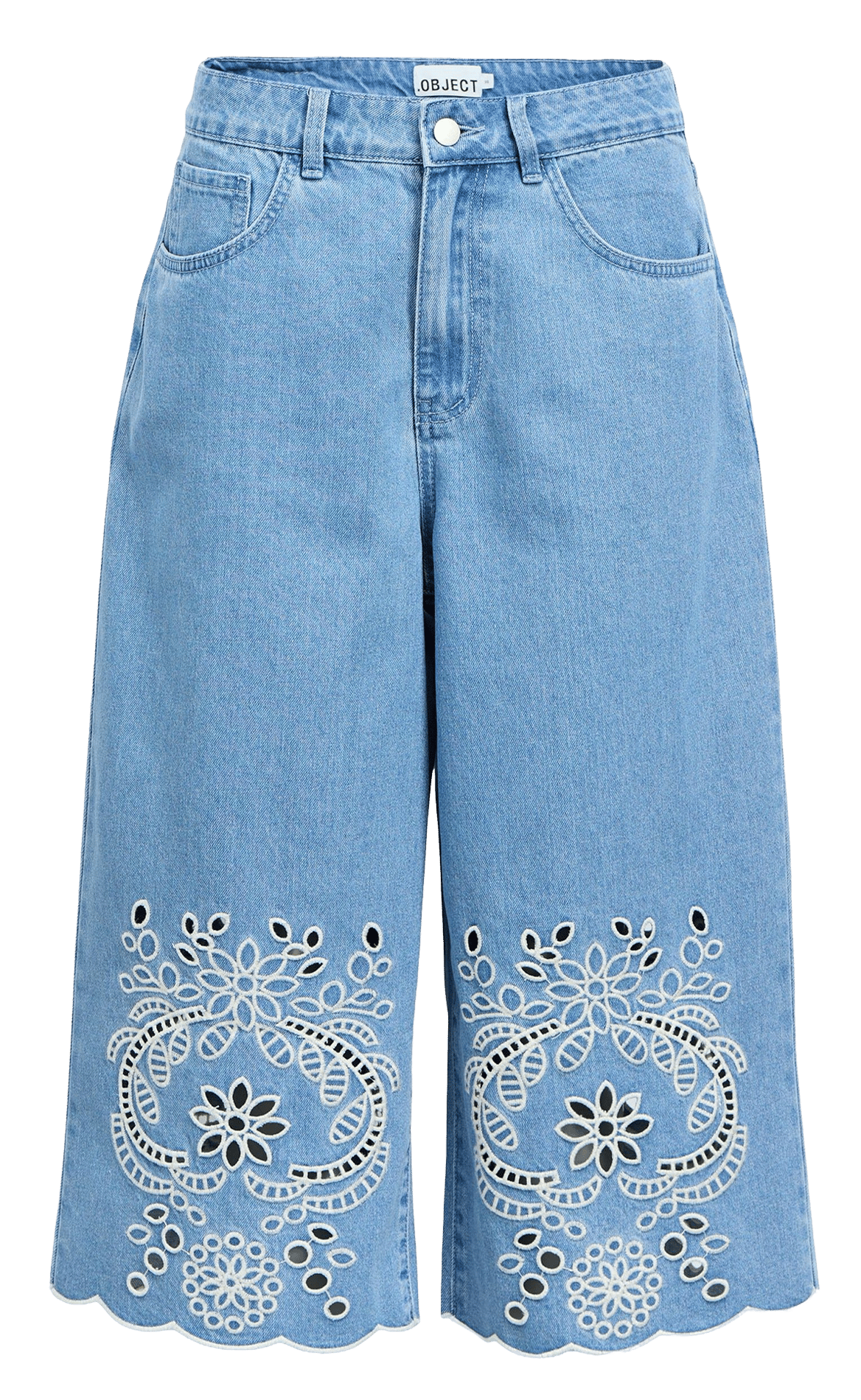 Gerade geschnittene Bermudashorts aus Baumwoll-Mix OBJECT Blau