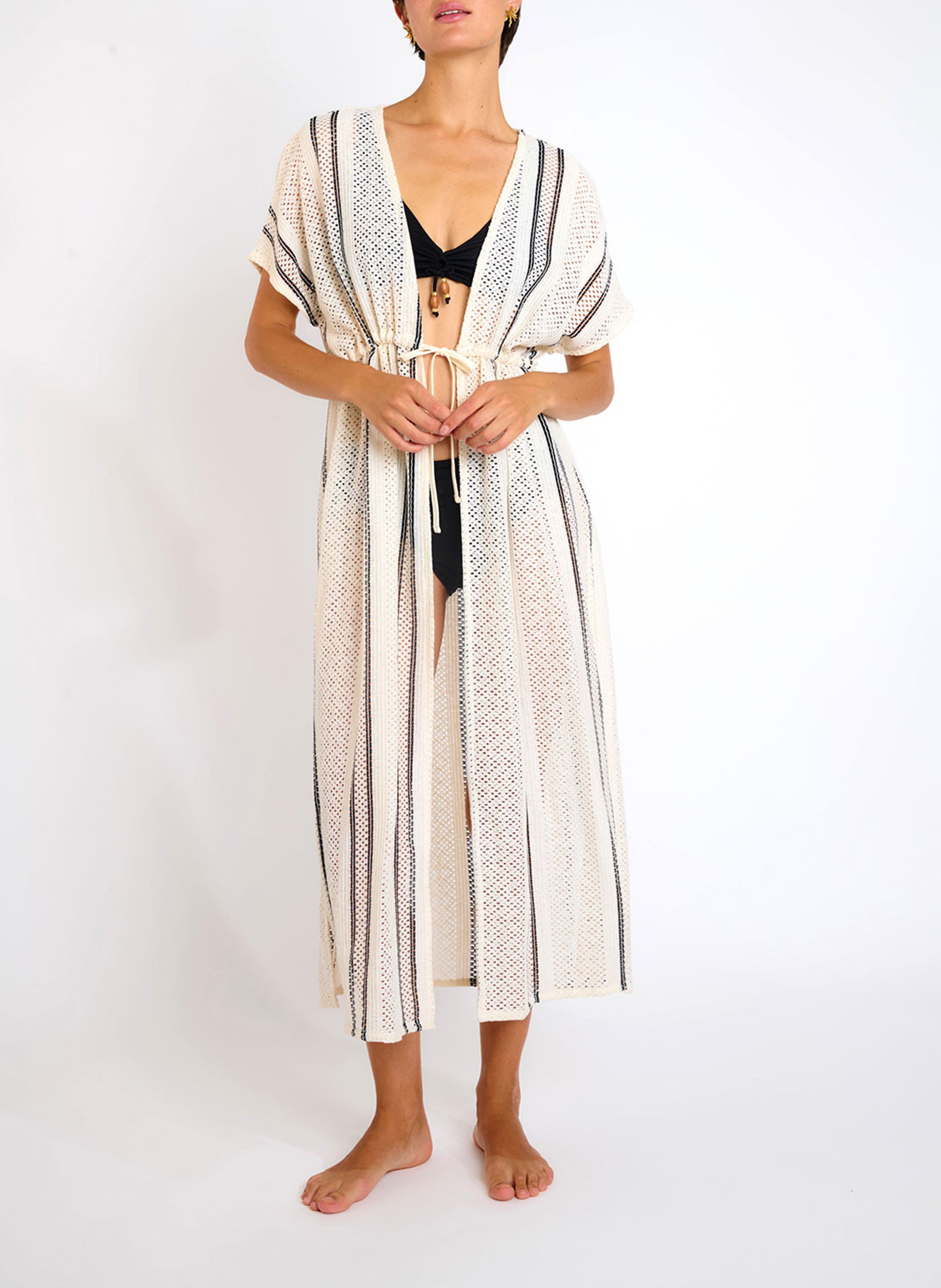 Striped swimsuit cover-up LIVIA Beige