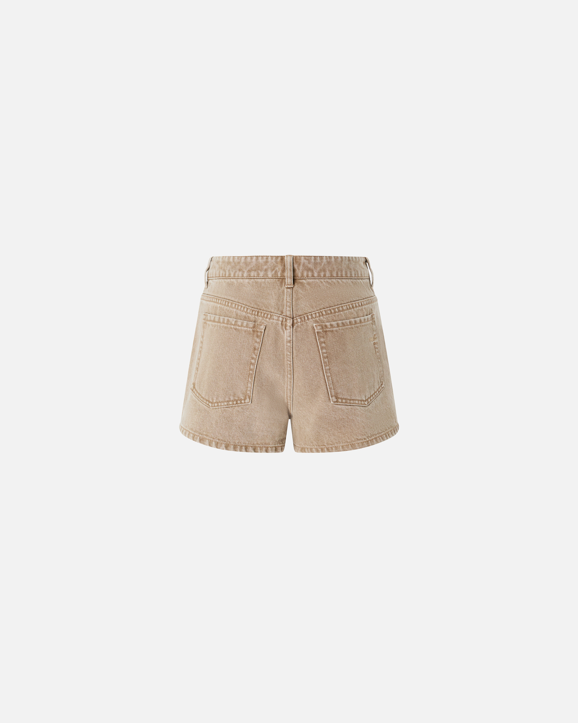 Short clouté en denim marron PINKO Beige