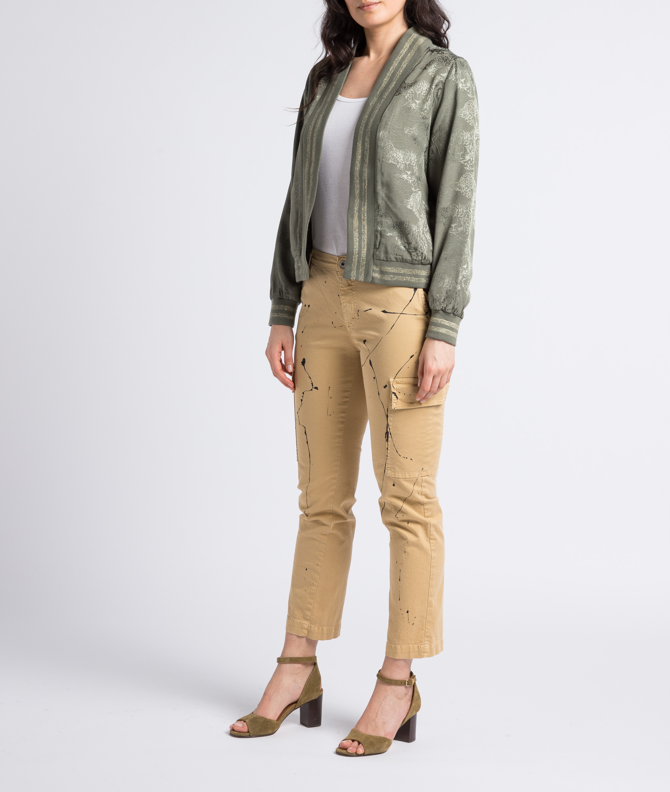 Cotton-blend cargo-style pants PLEASE Beige