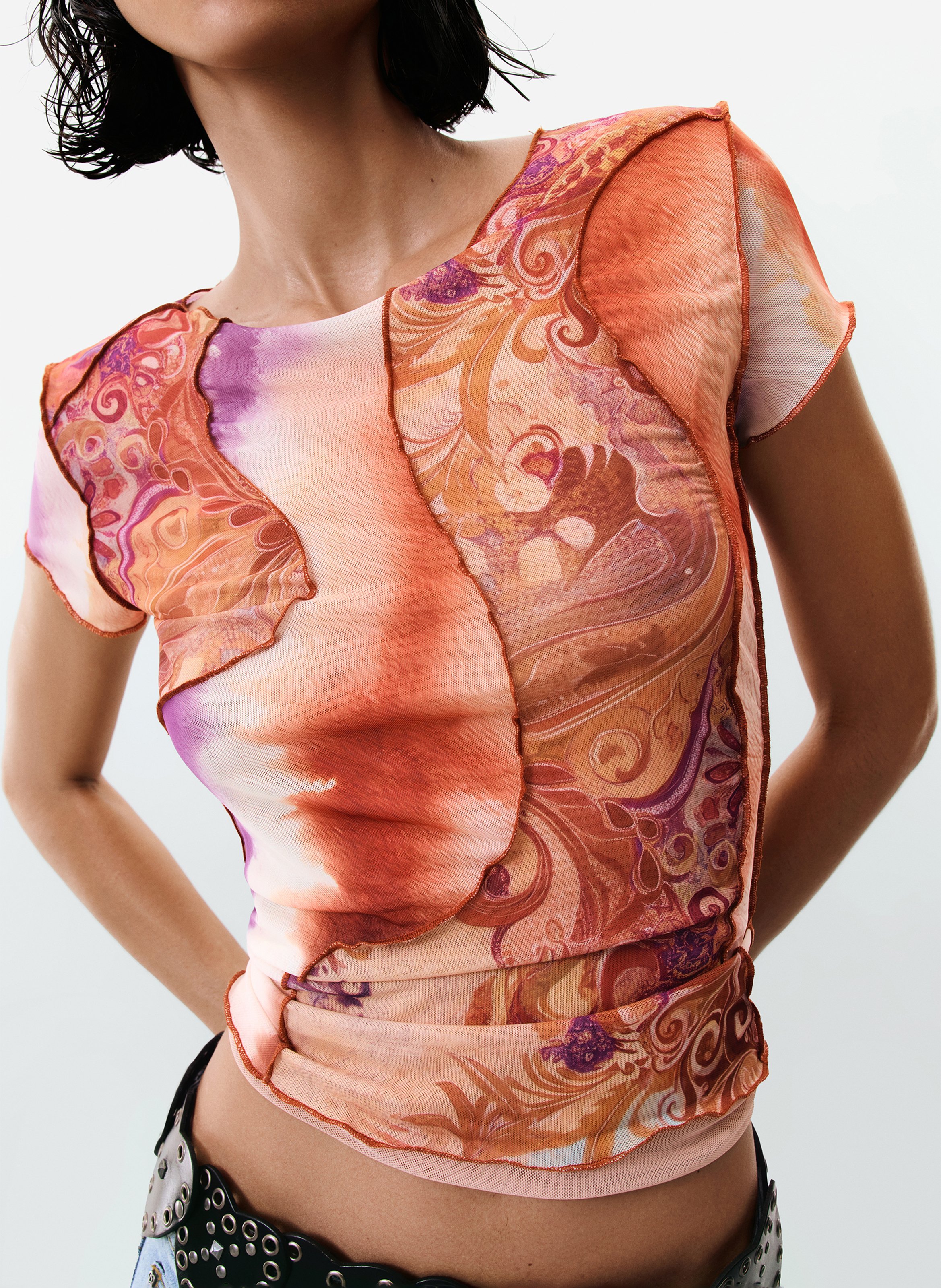 Close-fit printed T-shirt DESIGUAL Multicolored
