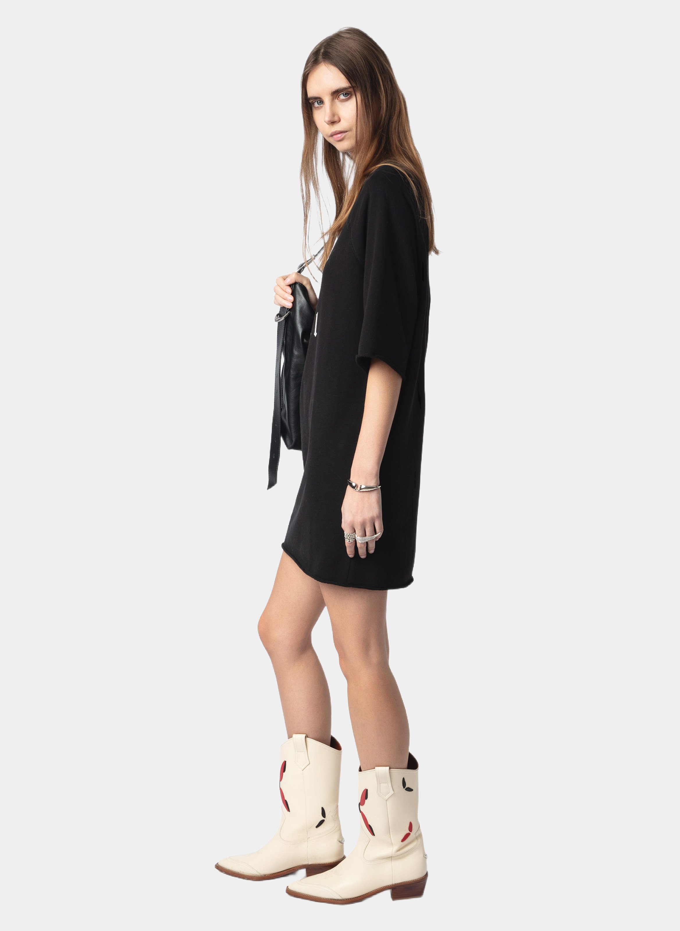 Kurzes T-Shirt-Kleid mit Aufschrift ZADIG&VOLTAIRE Schwarz
