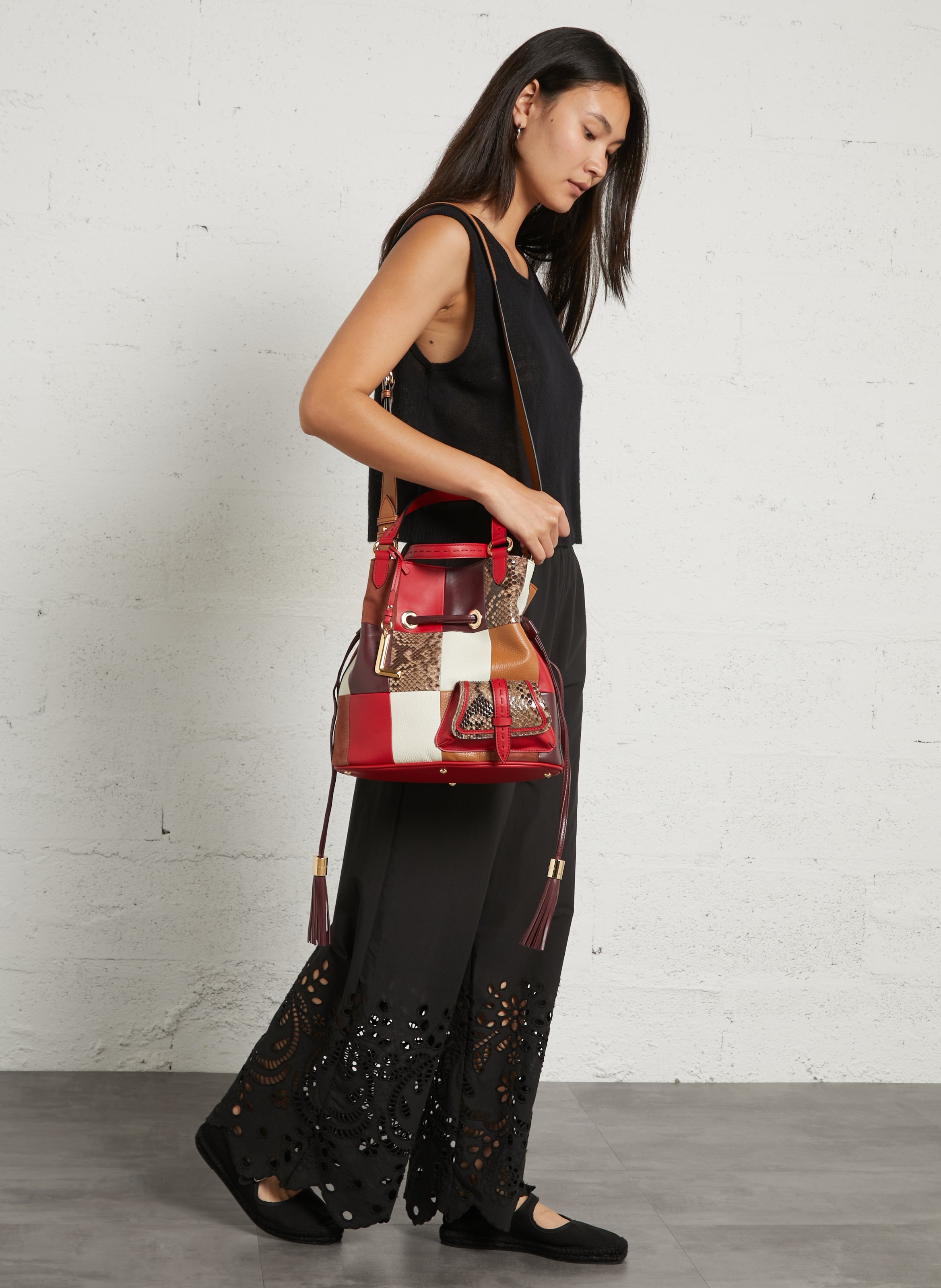 Beuteltasche aus Leder LANCEL Rot