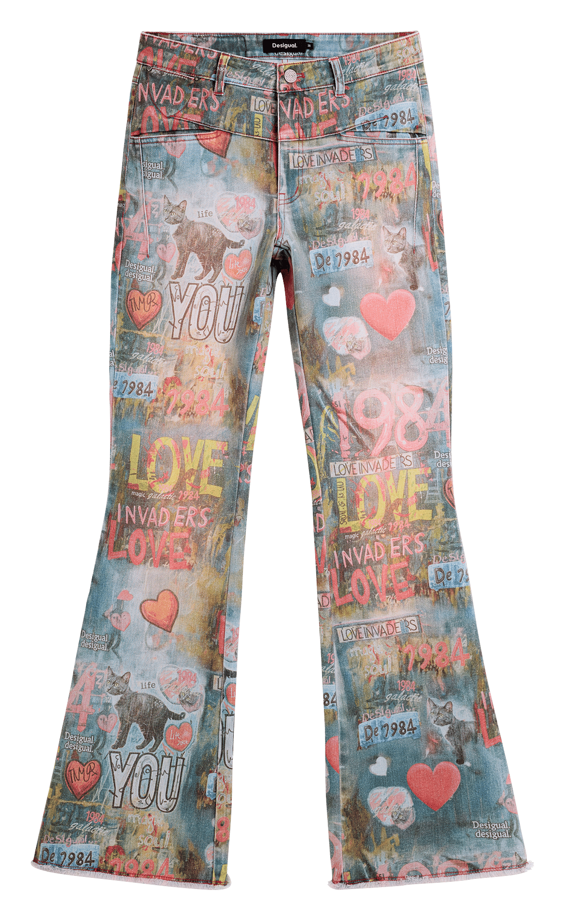 Printed flare jeans DESIGUAL Blue
