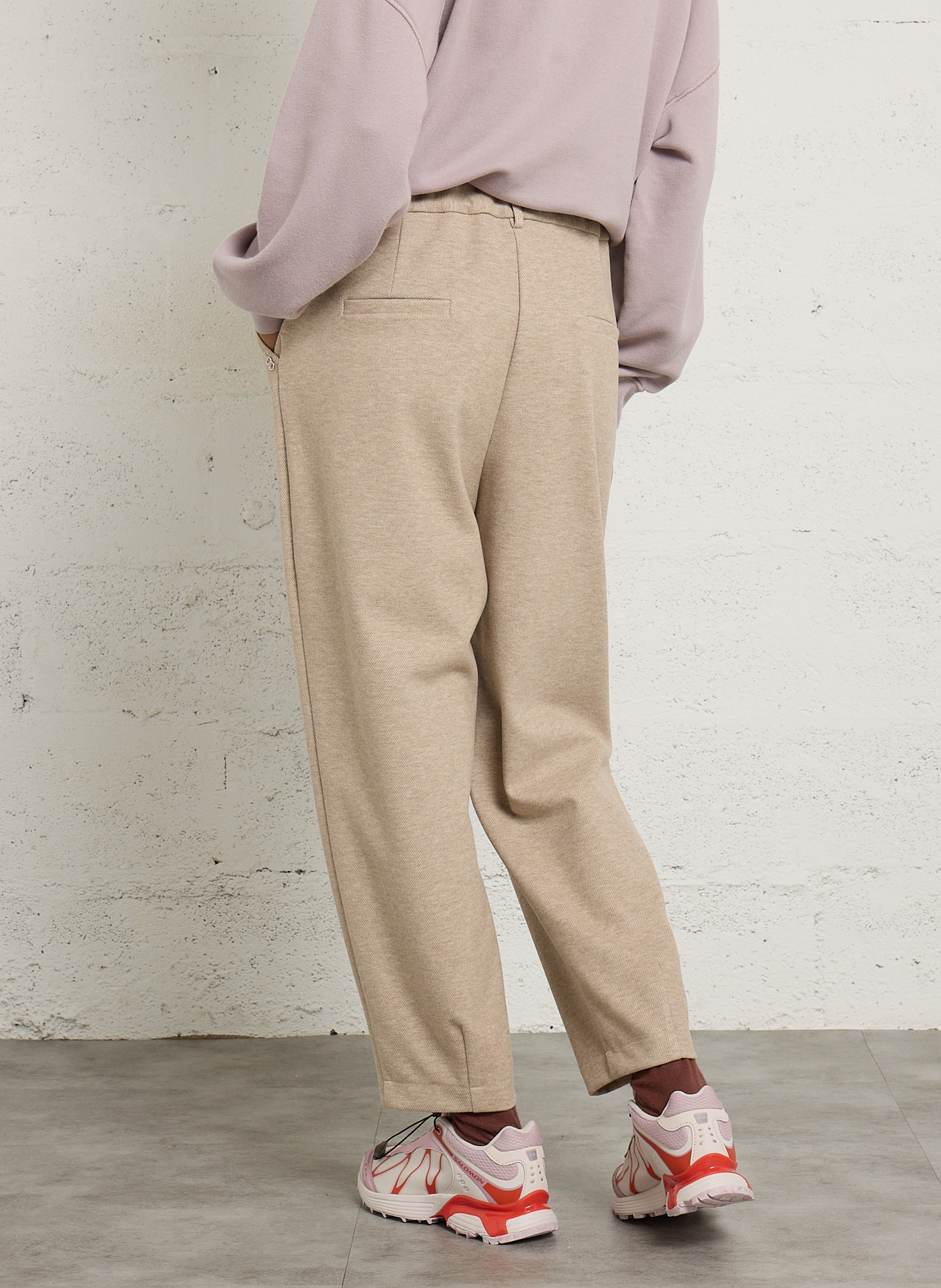 High-waisted wide-leg pants PLEASE Beige