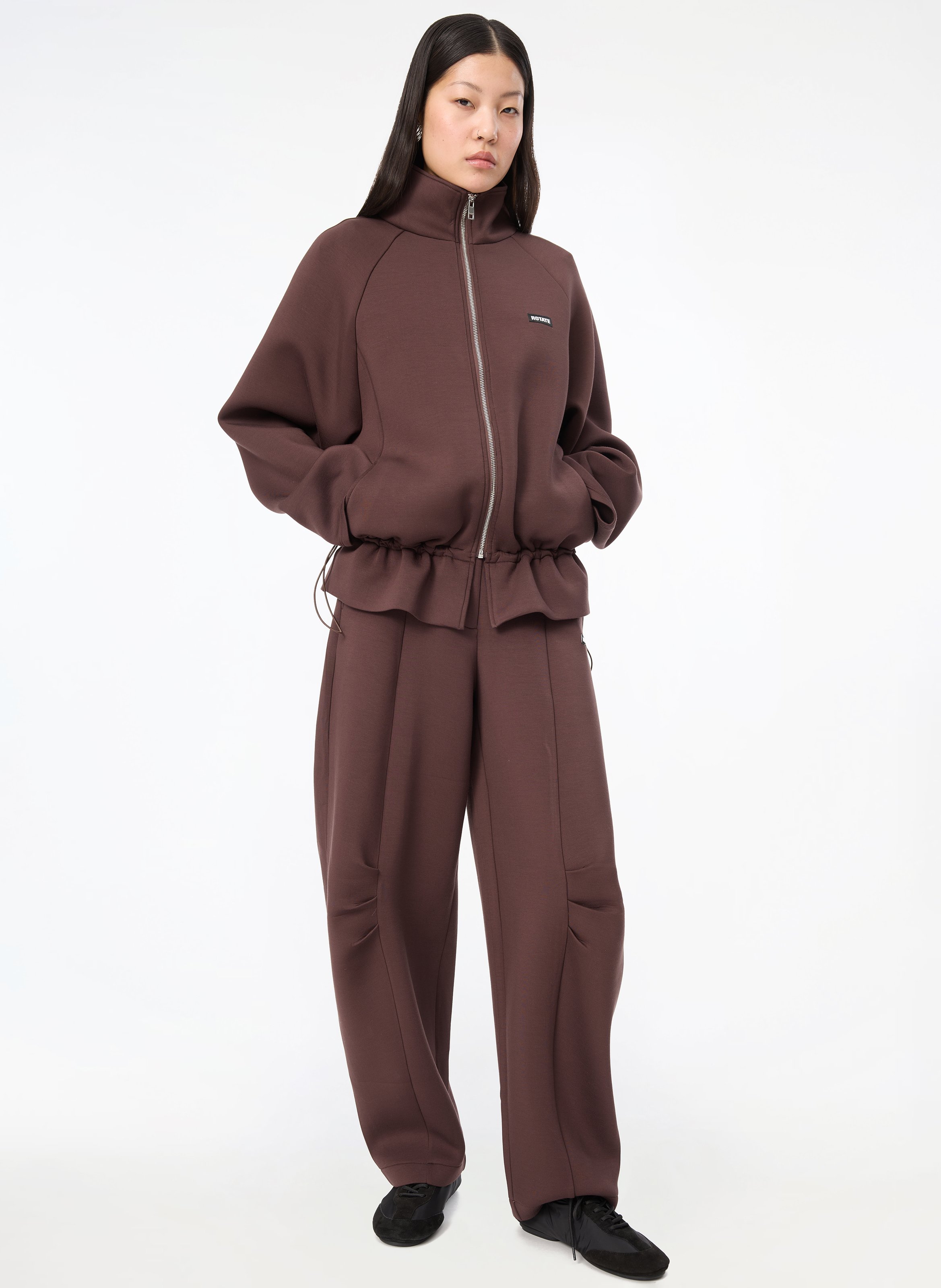 Effen ballonbroek met hoge taille ROTATE Bruin
