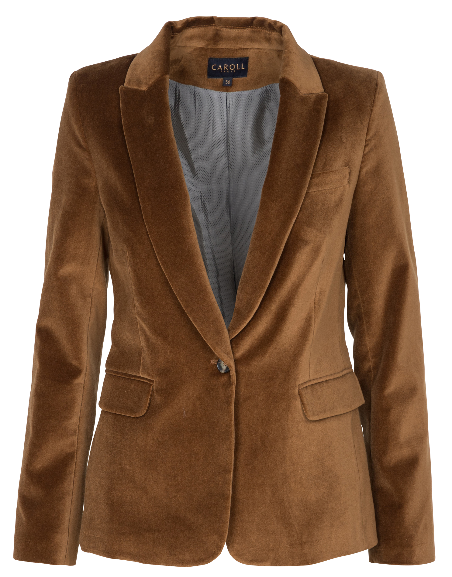 Baumwollblazer in Samtoptik CAROLL Braun